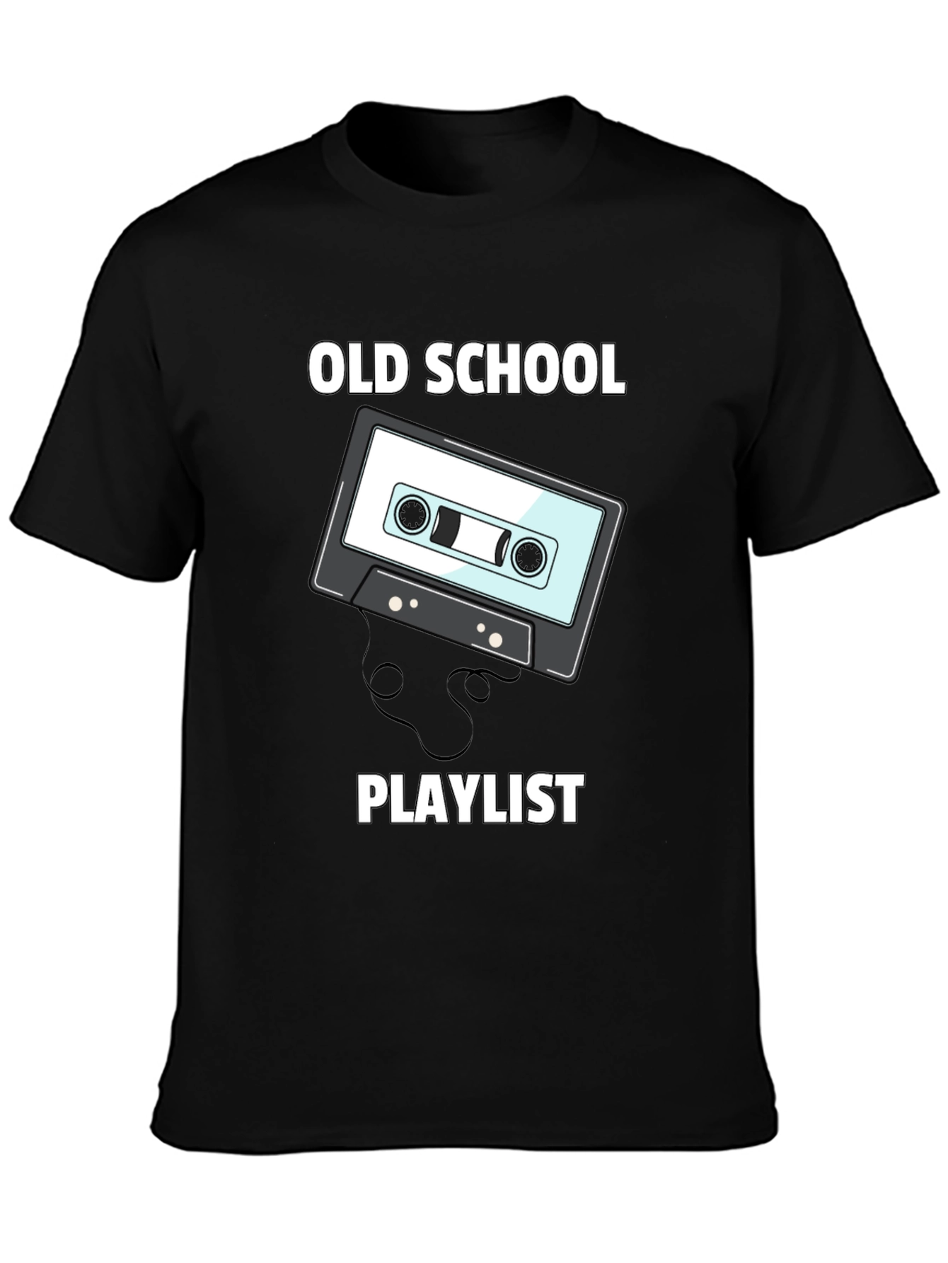 Black Old School Playlist Cassette Tape Graphic Tee view 3
