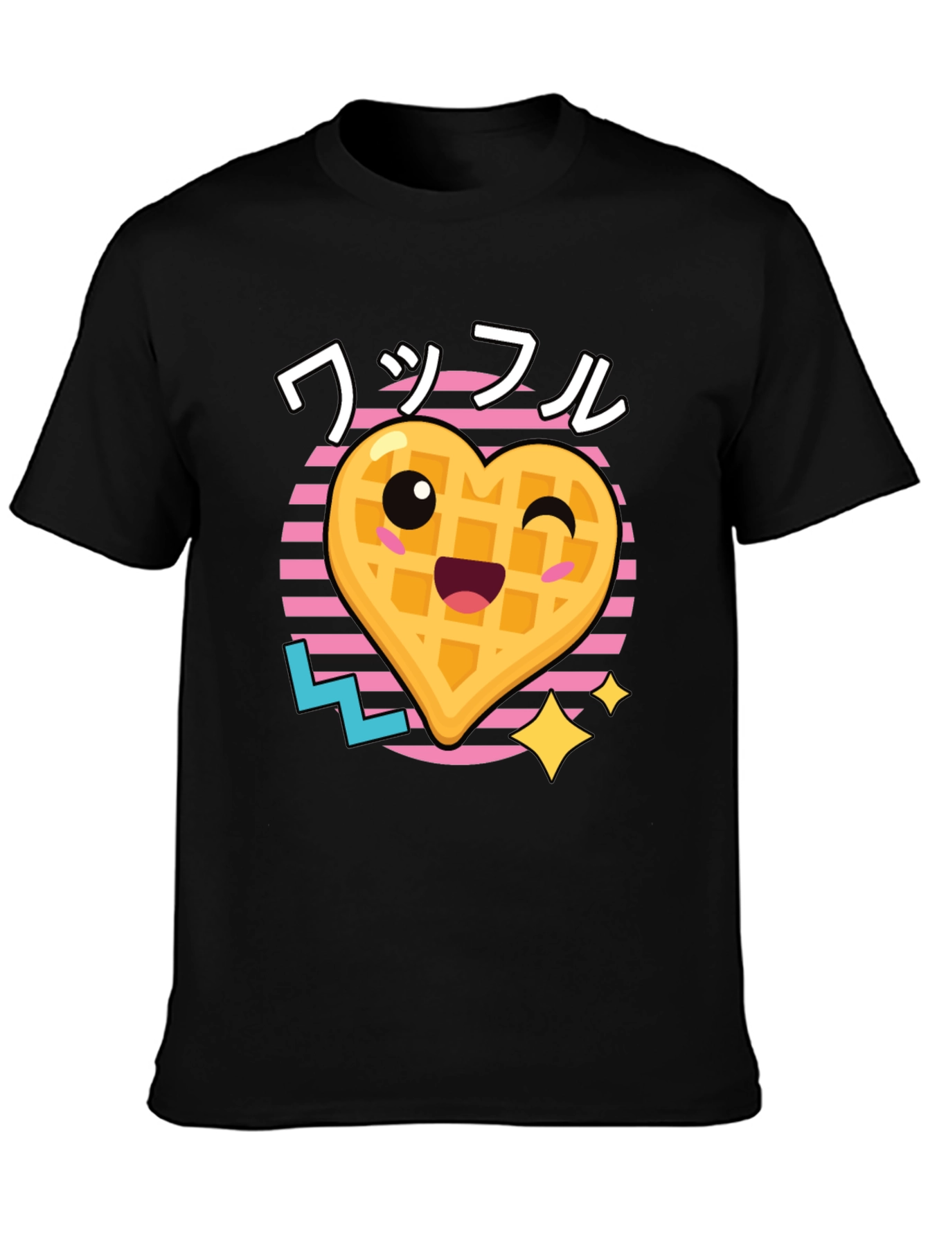 Black Kawaii Waffle T-Shirt - Trendy Graphic Tee view 3