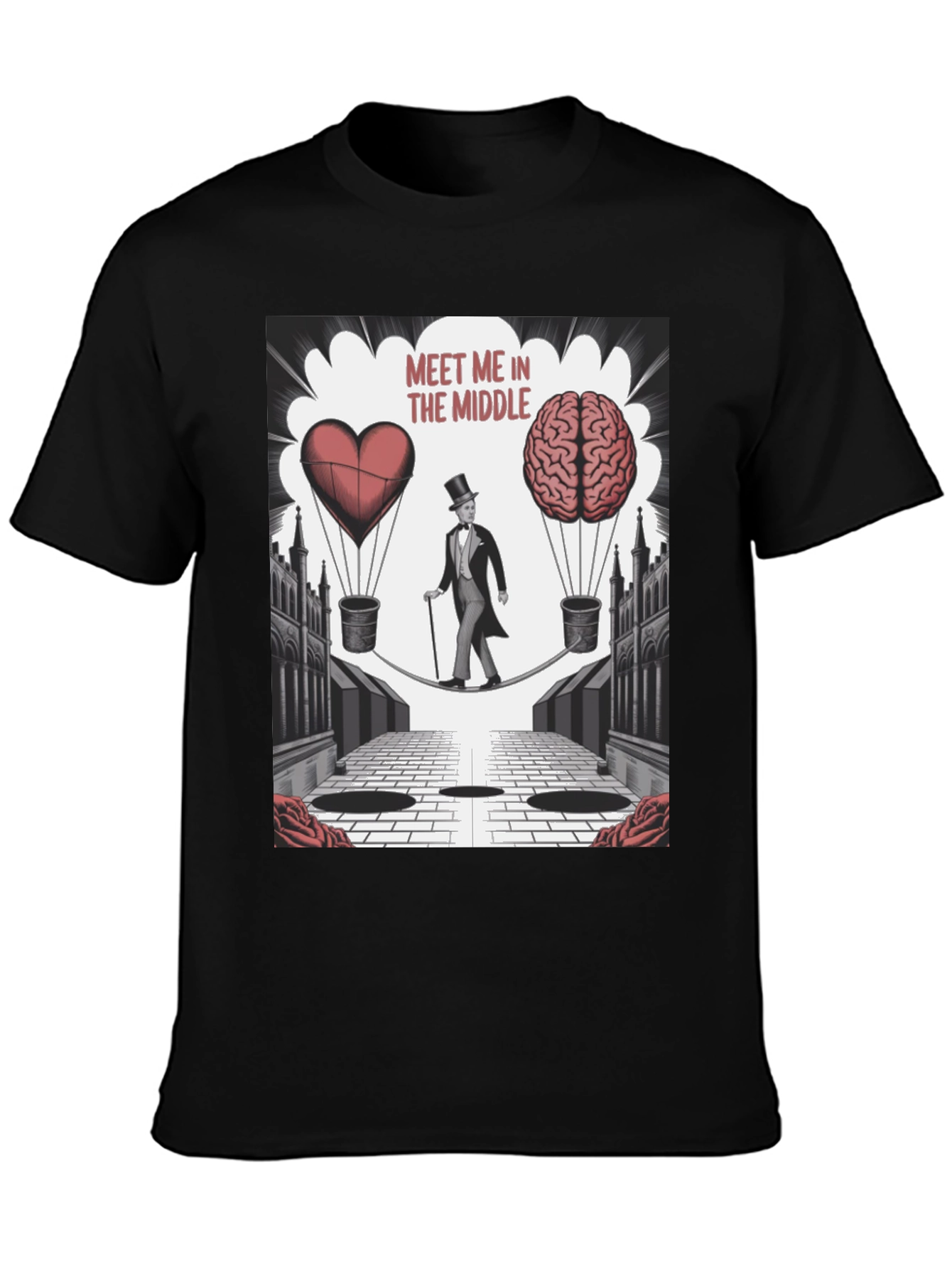 Black Meet Me in the Middle Graphic T-Shirt view 3