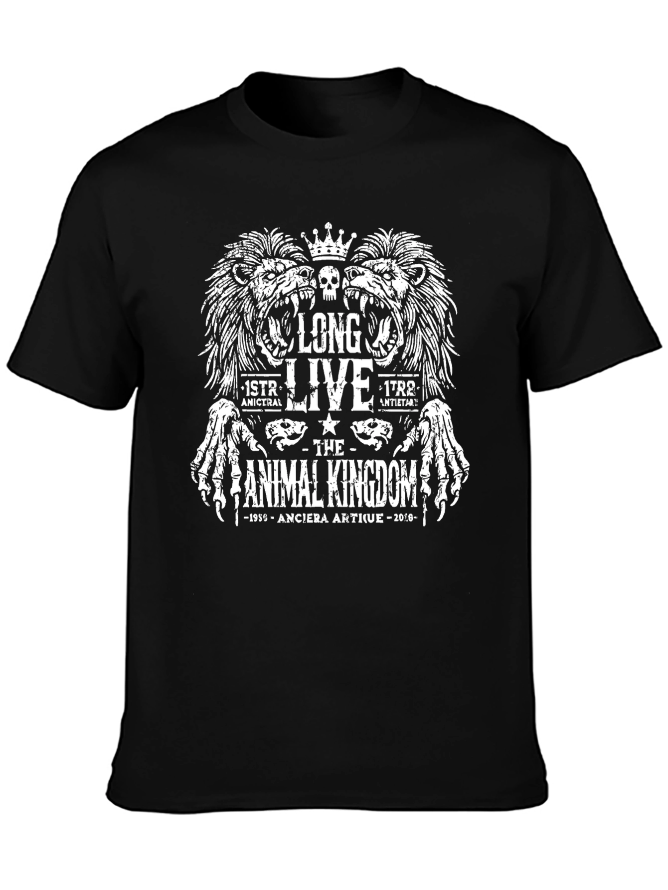 Black Long Live Animal Kingdom Graphic T-Shirt Black view 3