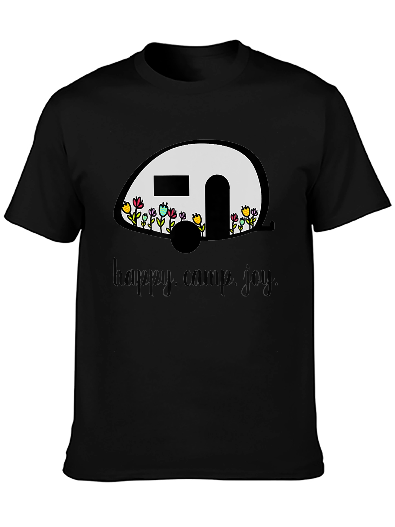 Black Happy Camper Graphic T-Shirt - Black view 3