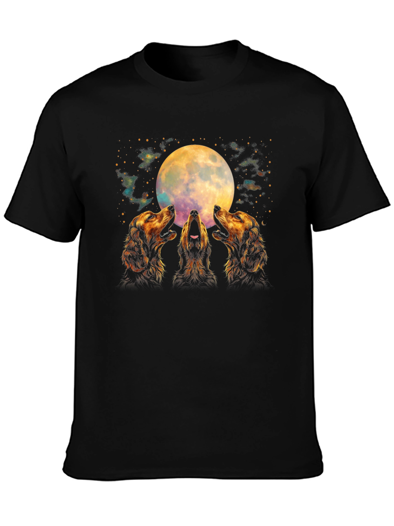 Howling Dogs Moon T-Shirt - Black Graphic Tee - 3