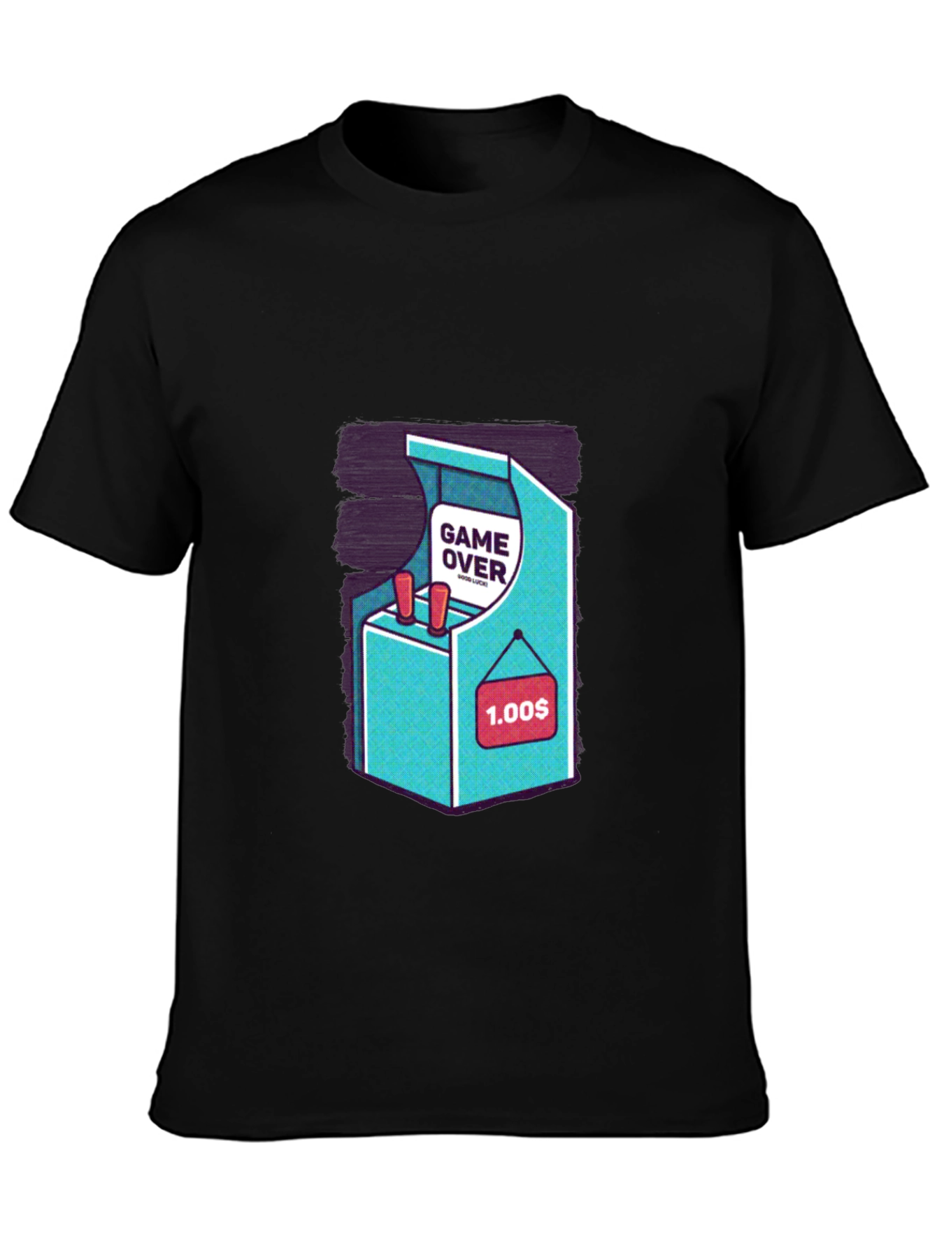Black Retro Arcade Game Over T-Shirt view 3
