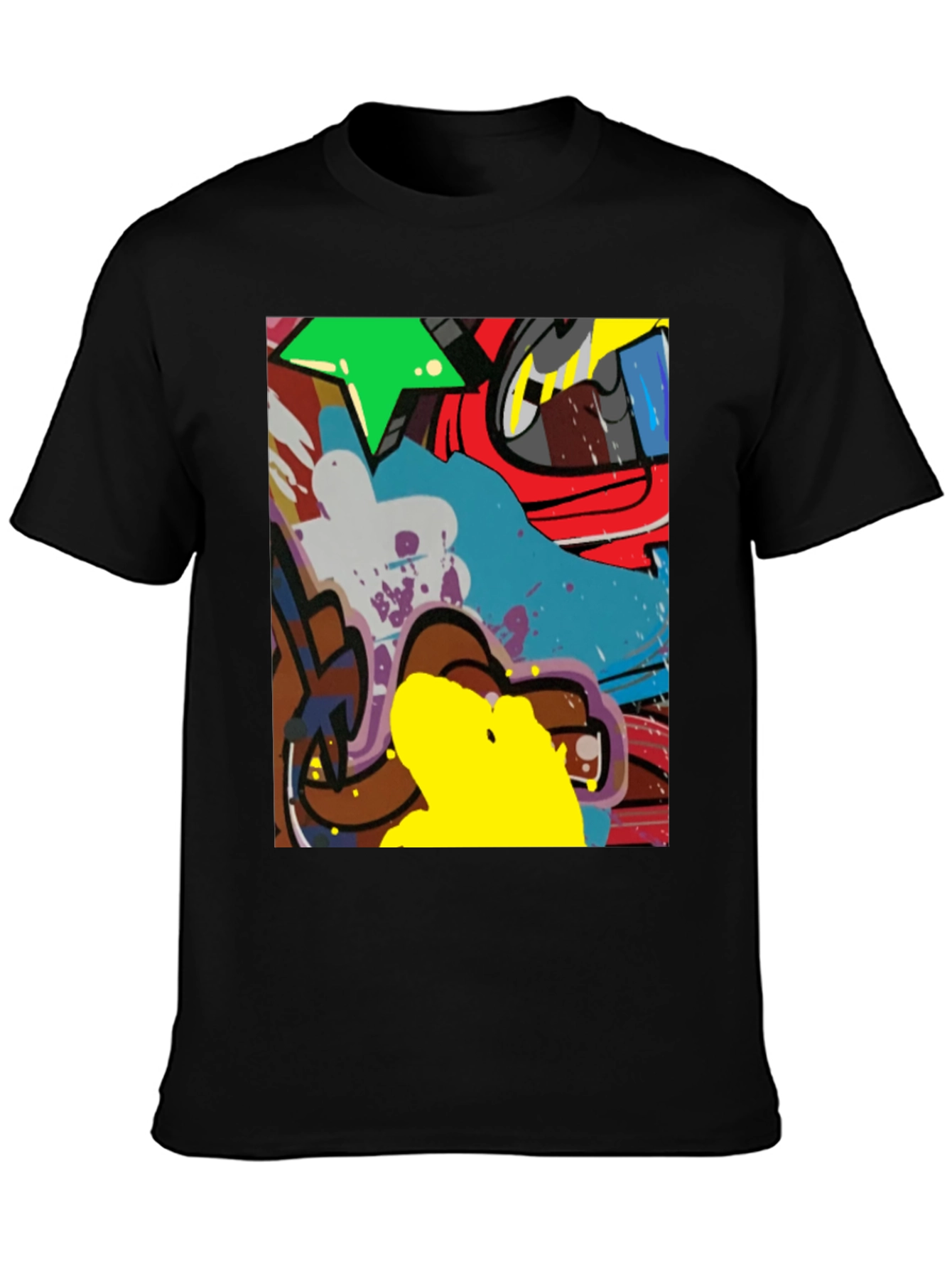 Black Abstract Graffiti Art Graphic Tee view 3