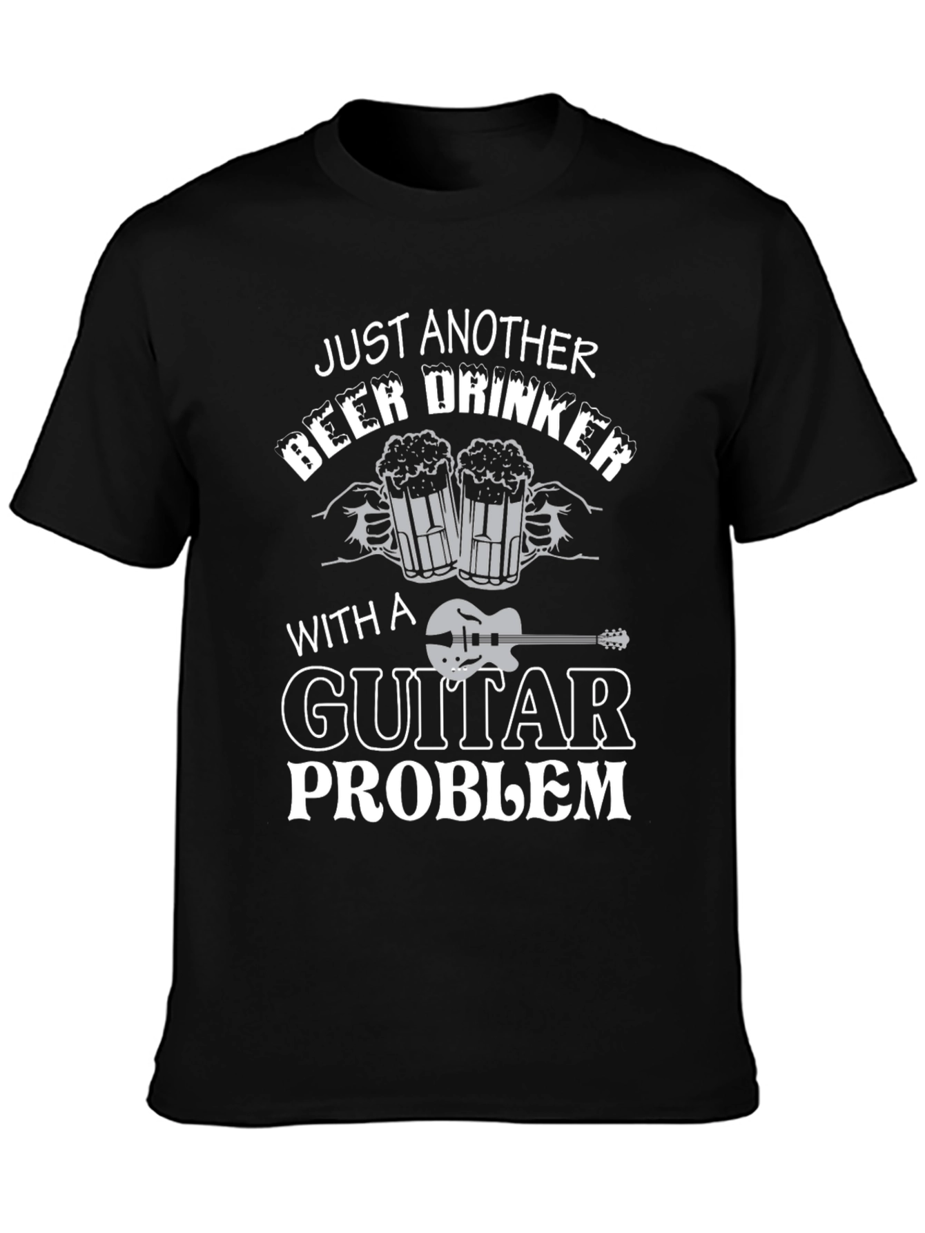 Black Just Another Beer Drinker with Guitar Problem T-Shirt view 3