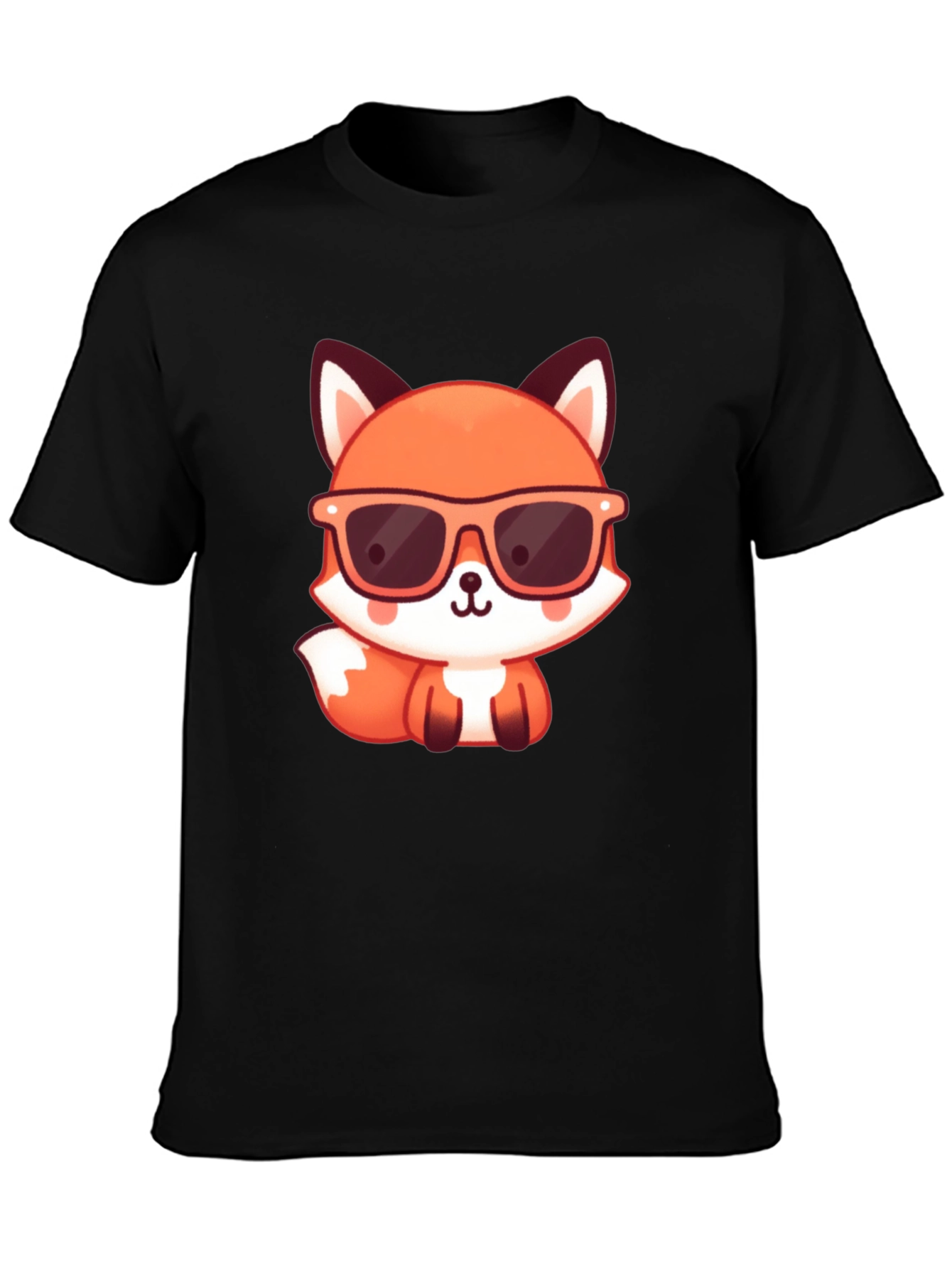 Black Cool Fox Graphic Tee - Stylish Black T-Shirt view 3