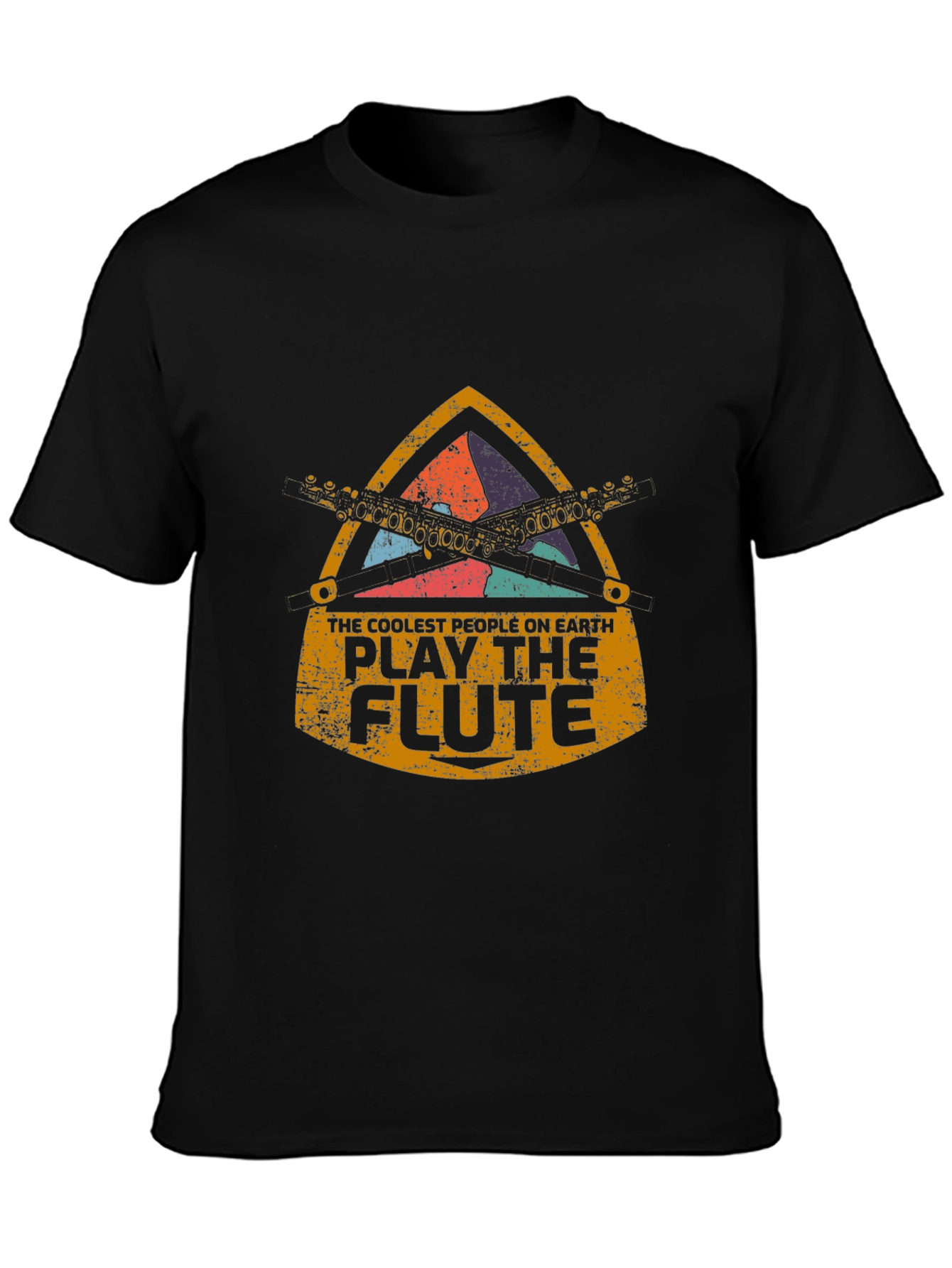 Black Coolest People Play the Flute T-Shirt view 3
