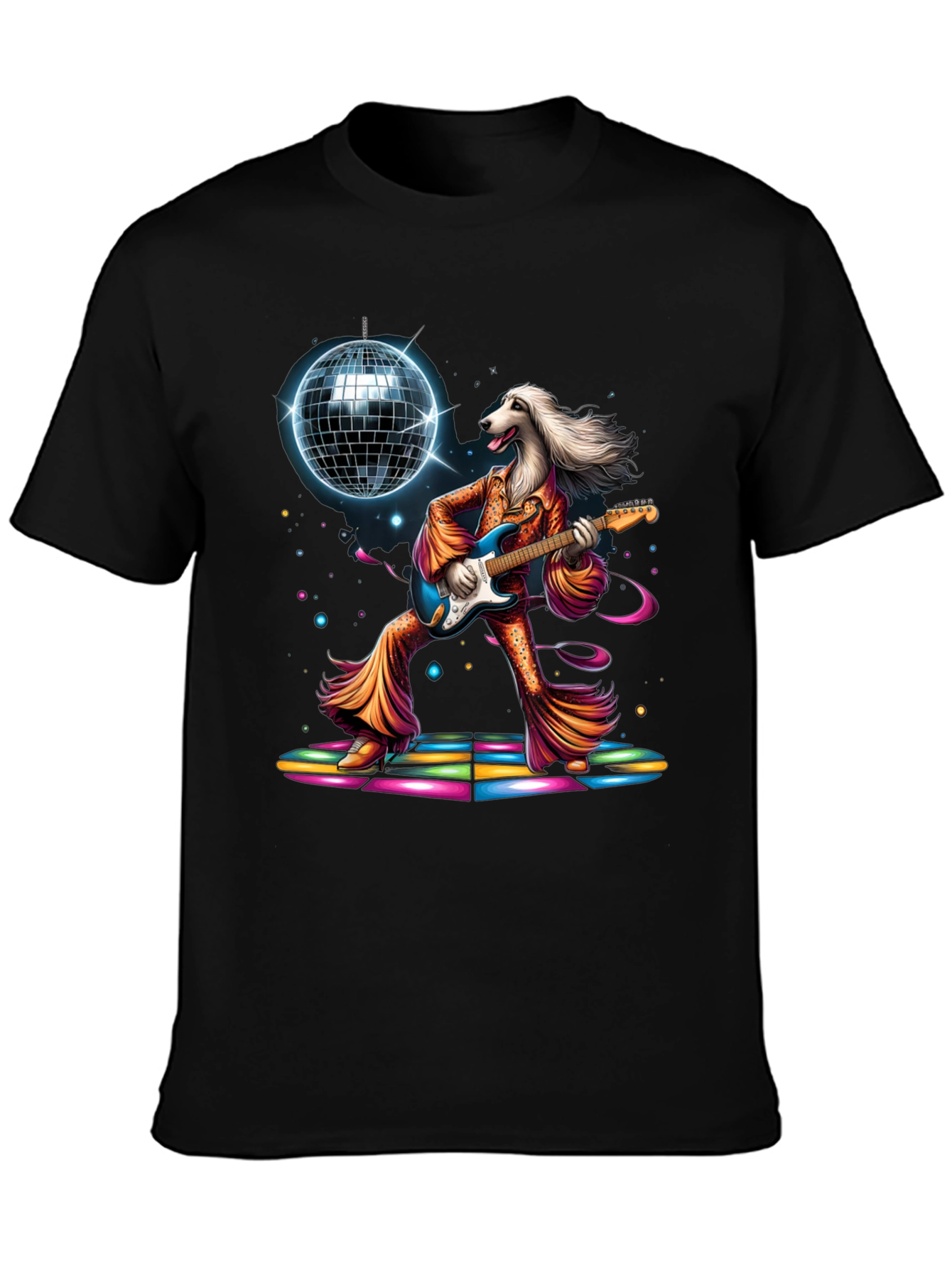 Black Groovy Dog Disco T-Shirt view 3