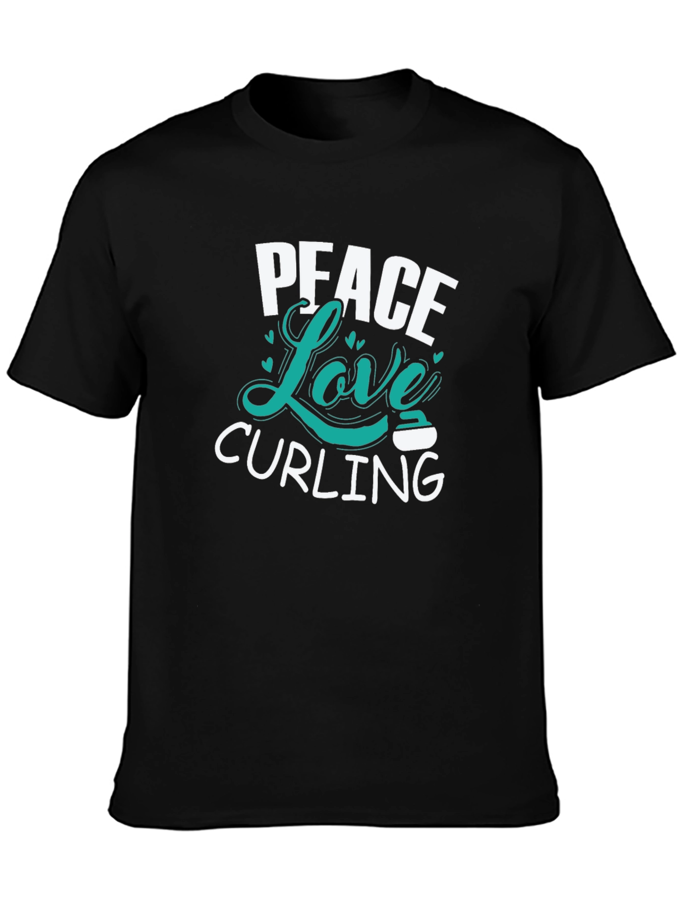 Black Peace Love Curling T-Shirt view 3