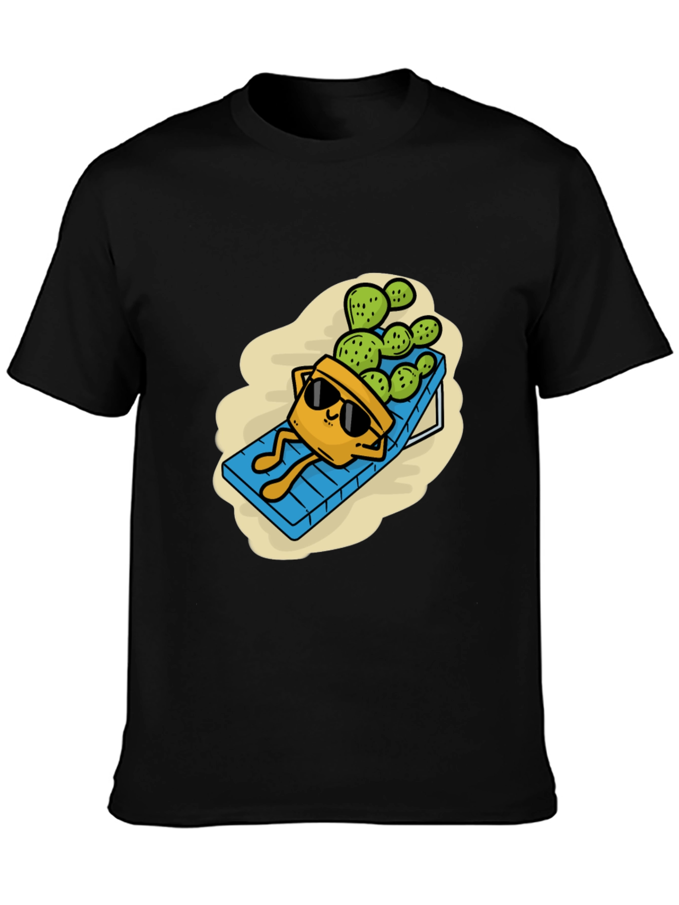 Black Relaxing Cactus T-Shirt - Funny Graphic Tee view 3