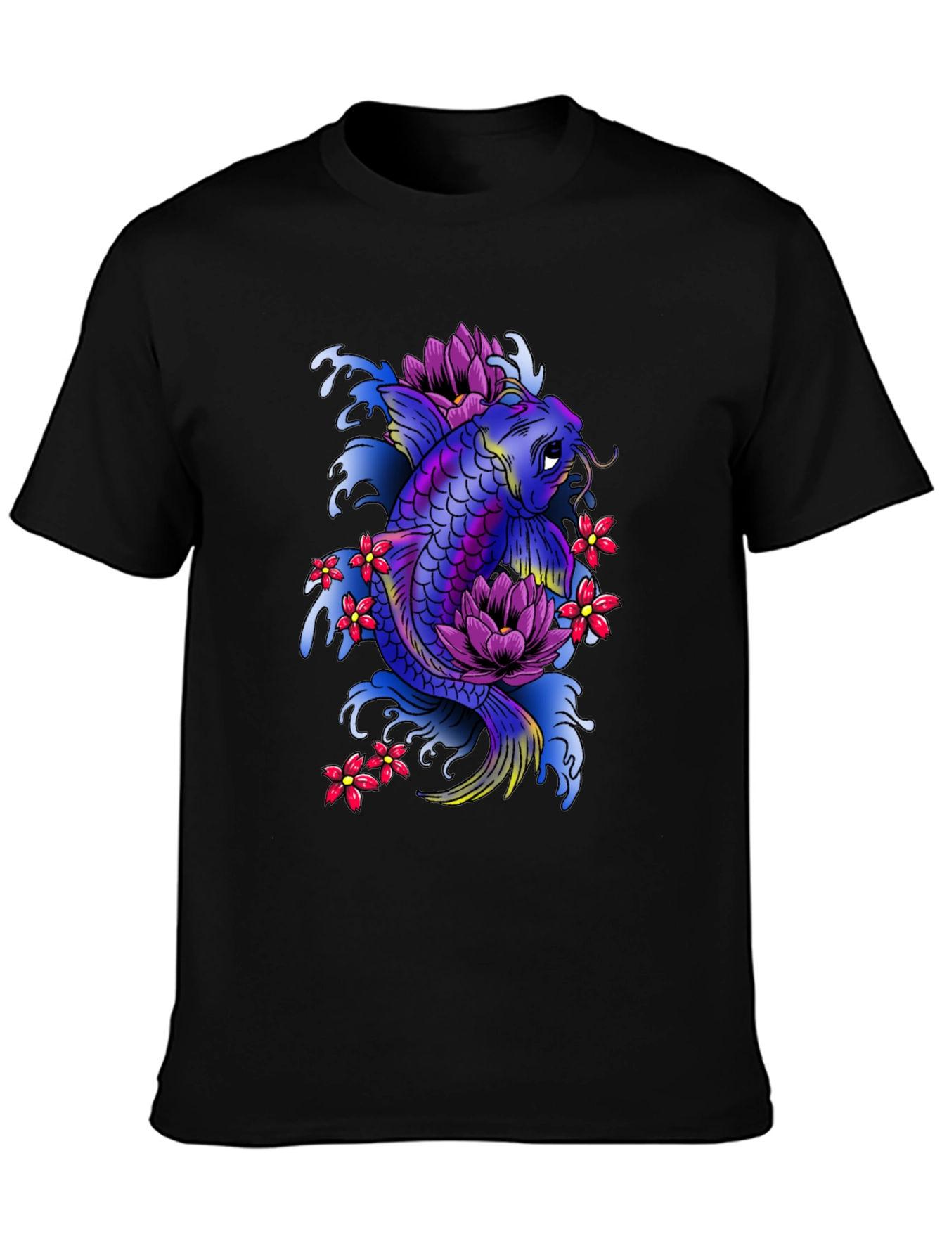 Black Koi Fish Graphic Tee - Unique Japanese Art T-Shirt view 3
