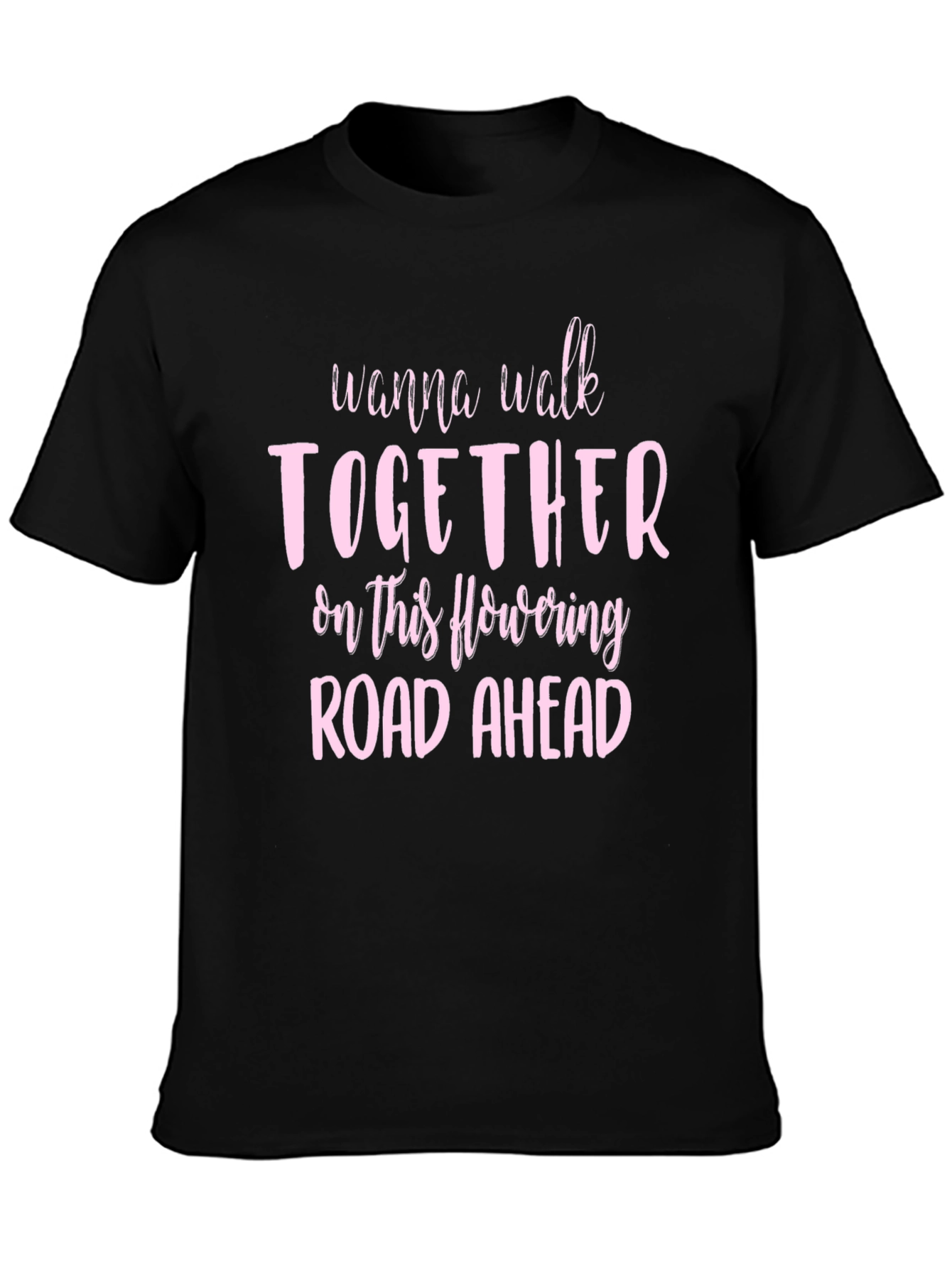 Black Romantic Graphic Tee: Wanna Walk Together view 3