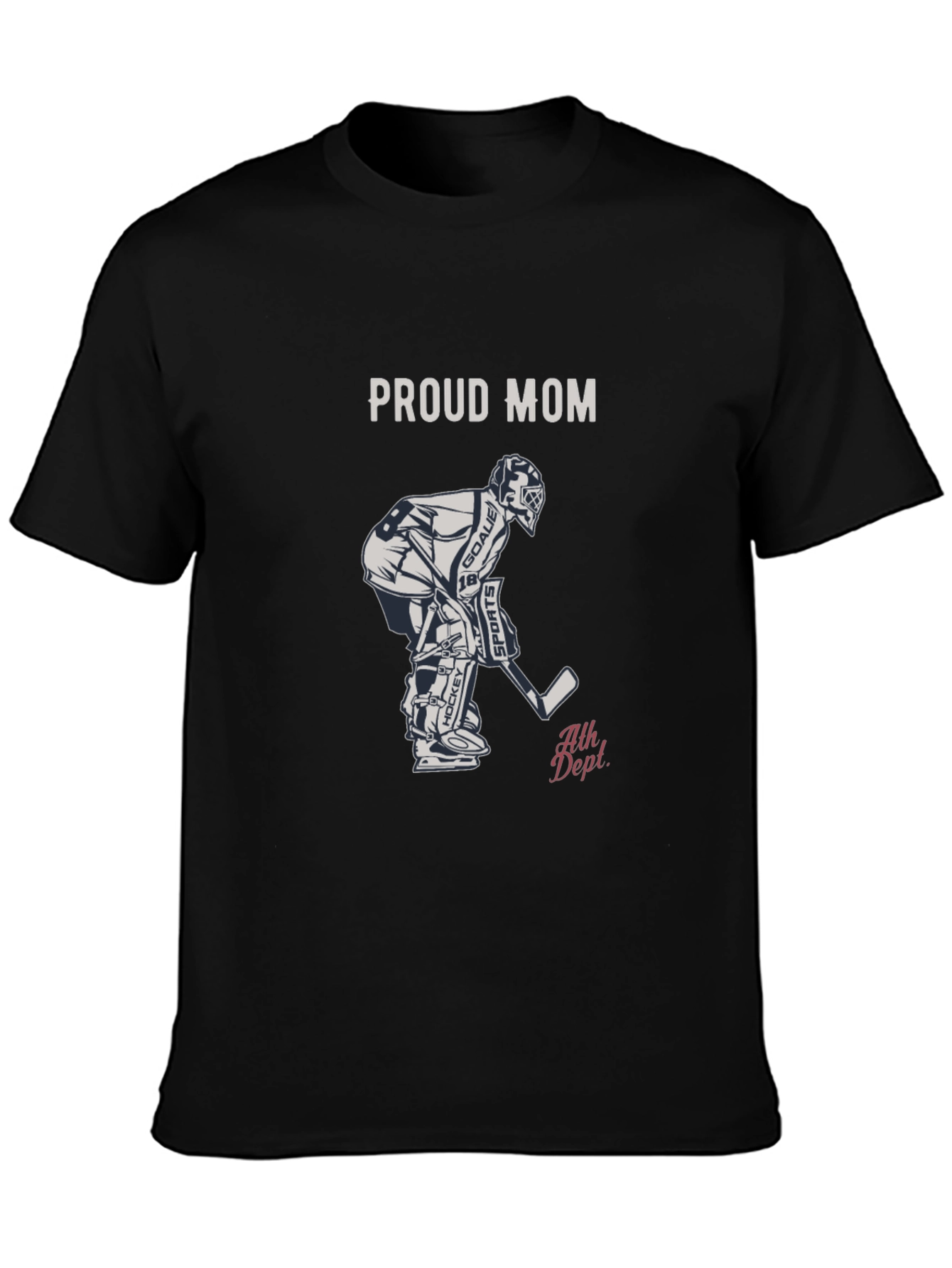 Black Proud Mom Hockey T-Shirt - Goalie Design view 3