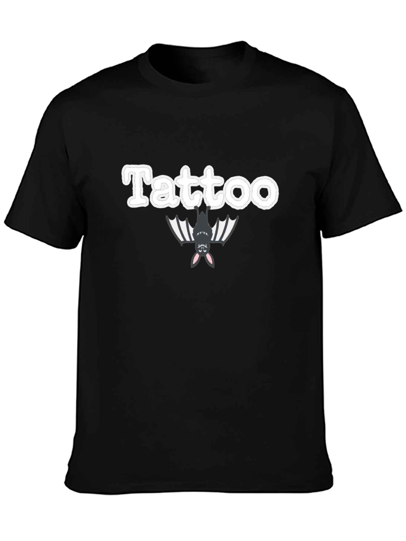 Black Tattoo Bat Graphic T-Shirt | Trendy Crew Neck Tee view 3