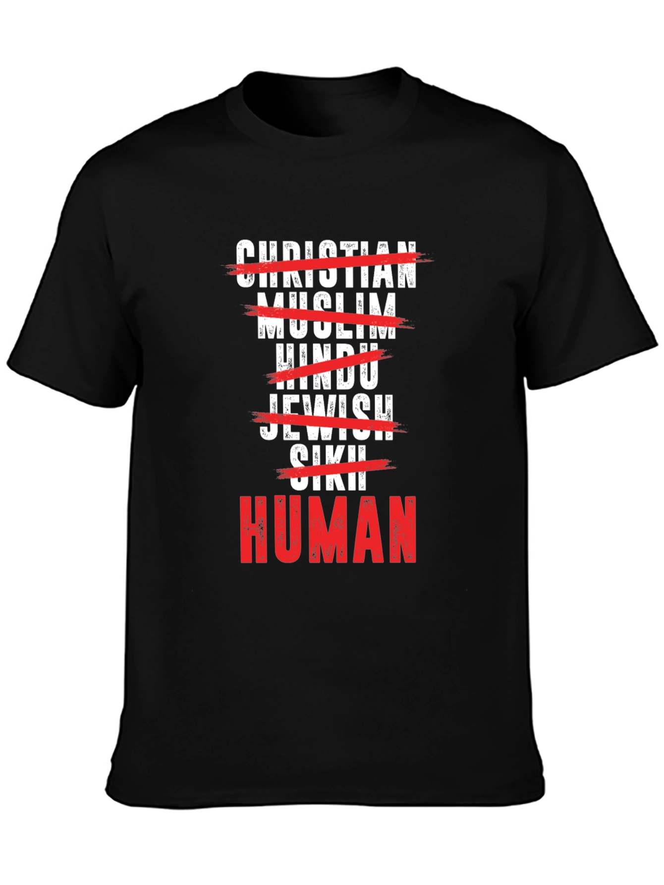 Black Human T-Shirt: Religious Equality, Soft Cotton Blend view 3