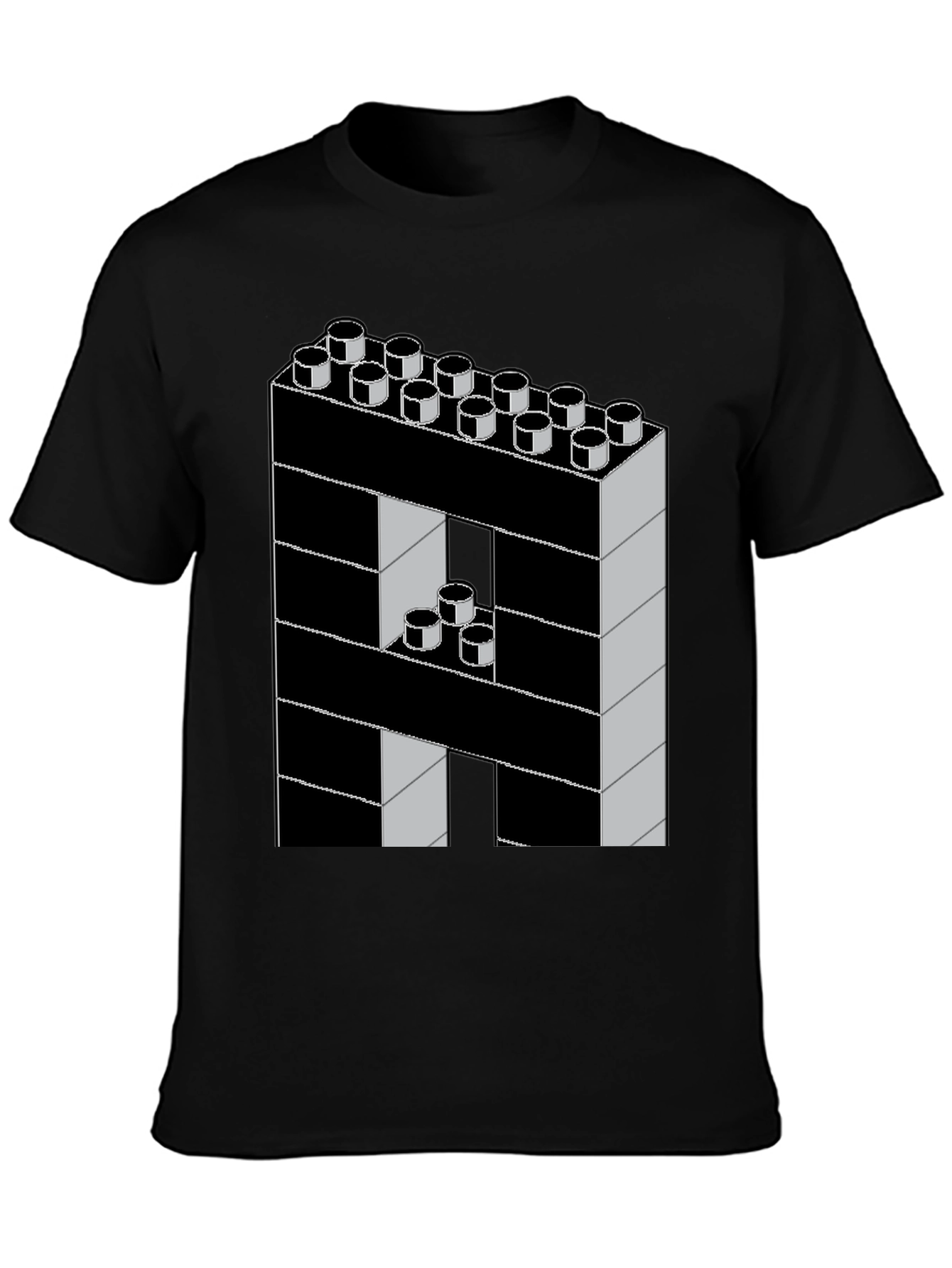 Black Building Block Graphic Tee - Unique Design view 3