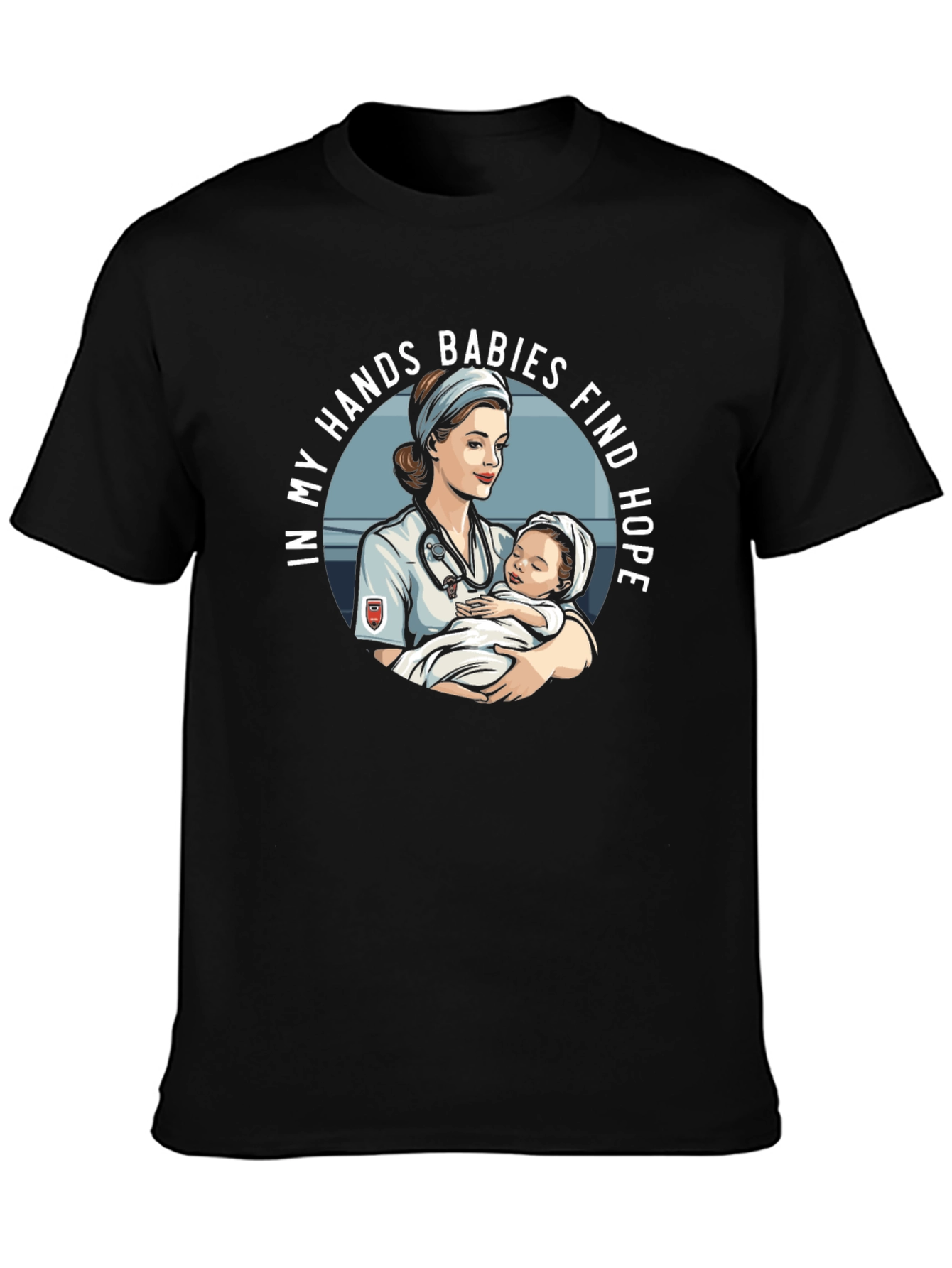 Black Nurse Holding Baby Graphic T-Shirt view 3