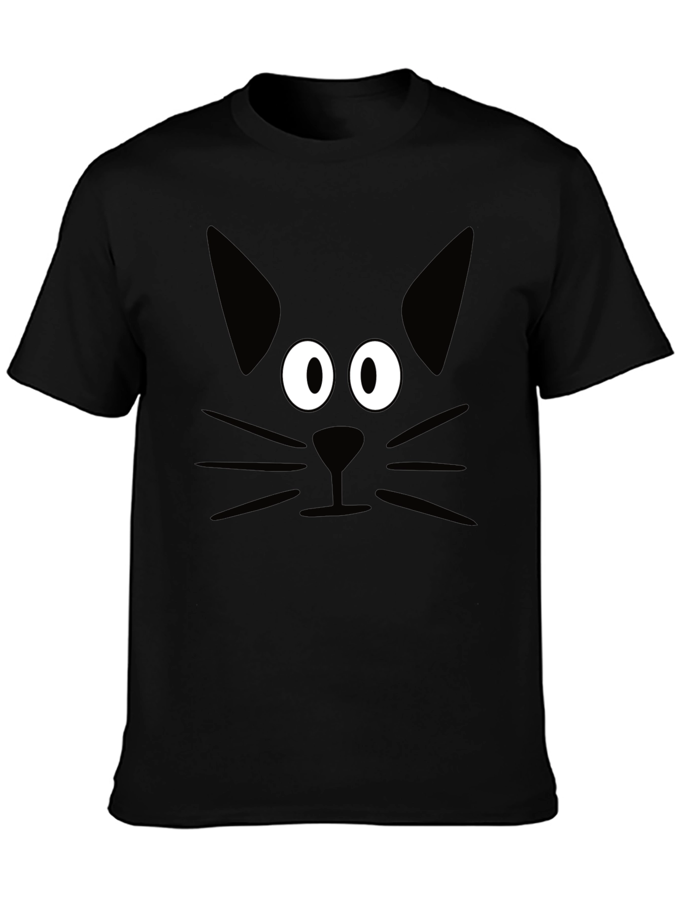 Black Black Cat Face Graphic T-Shirt view 3