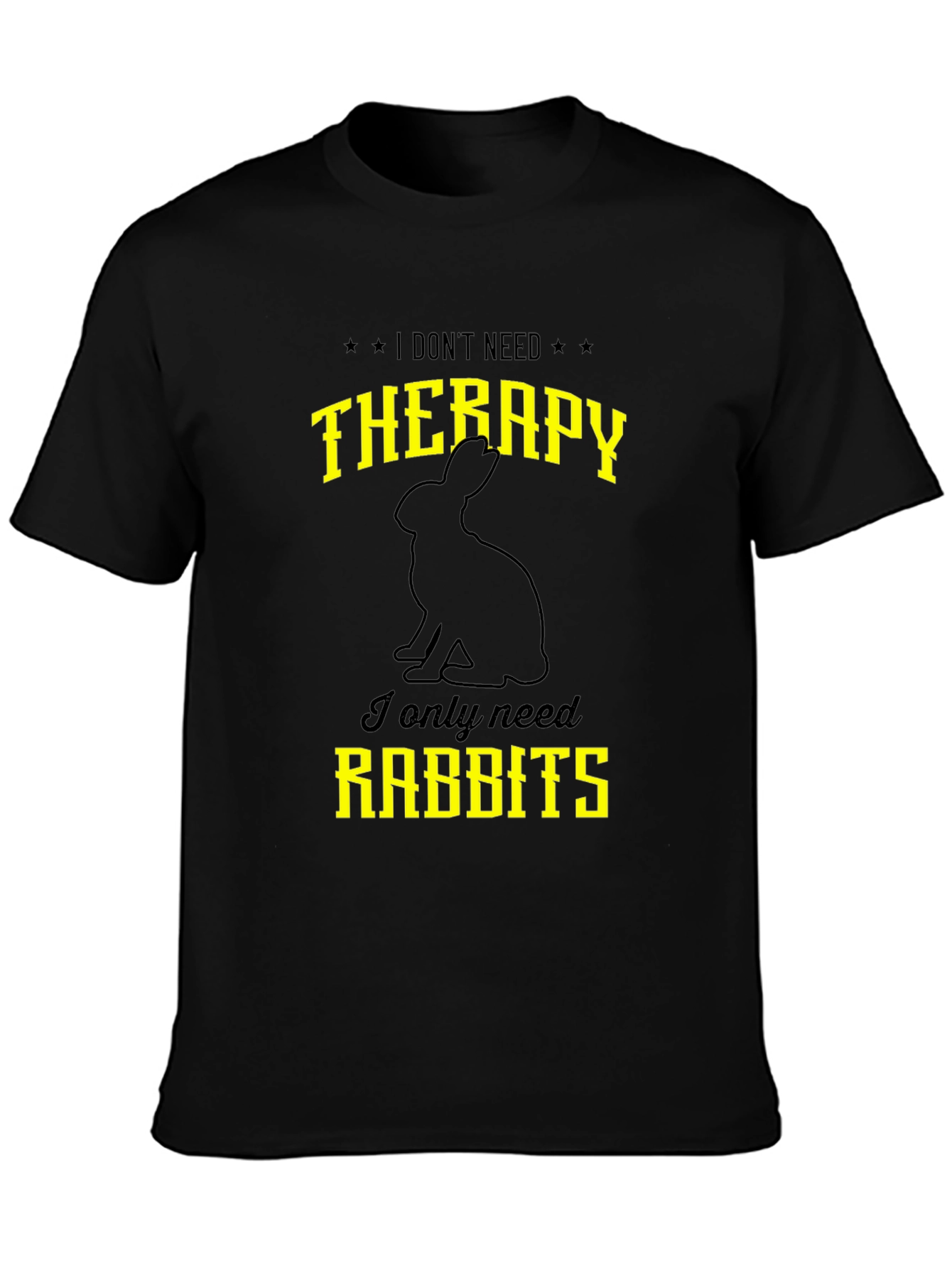 Black Funny Rabbit T-Shirt: I Don't Need Therapy view 3