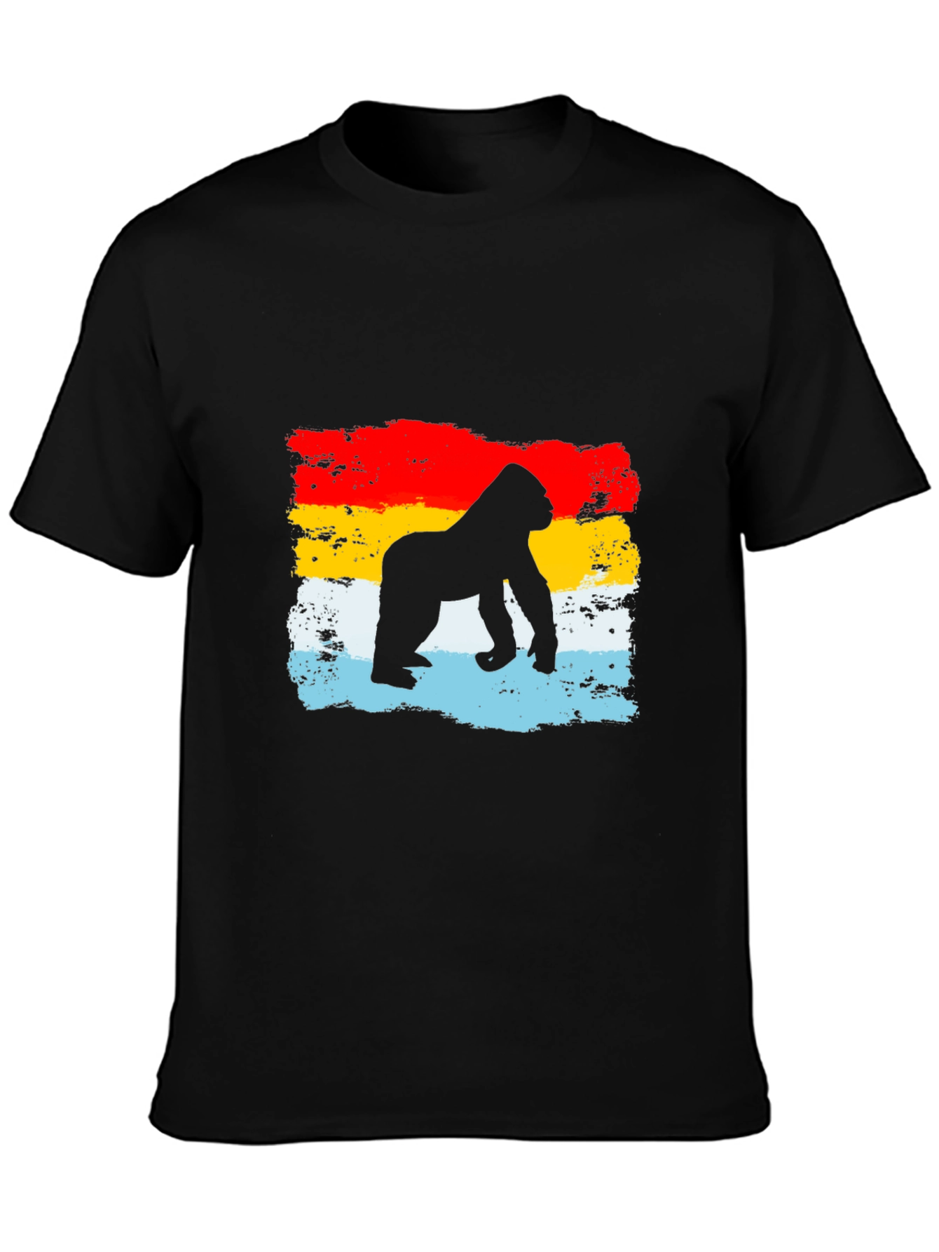 Black Gorilla Silhouette Retro T-Shirt view 3