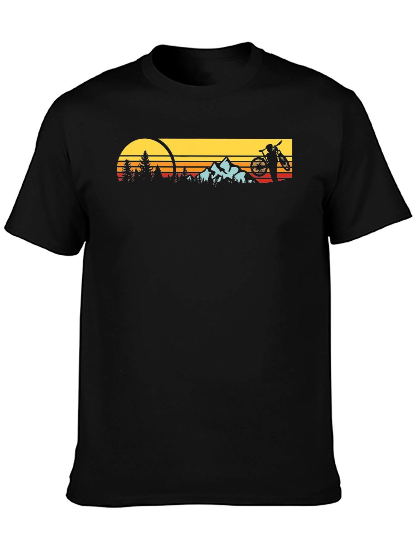 Black Sunset Mountain Biker Graphic Tee view 3