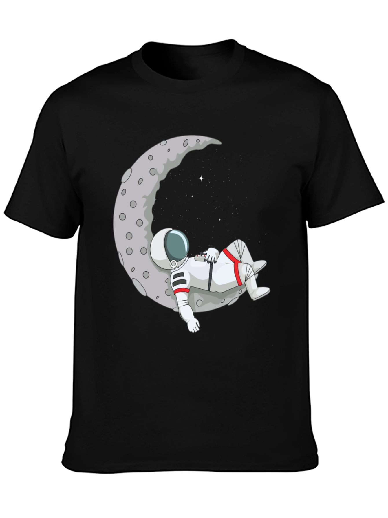 Black Astronaut Moon T-Shirt - Relaxed Space Style view 3