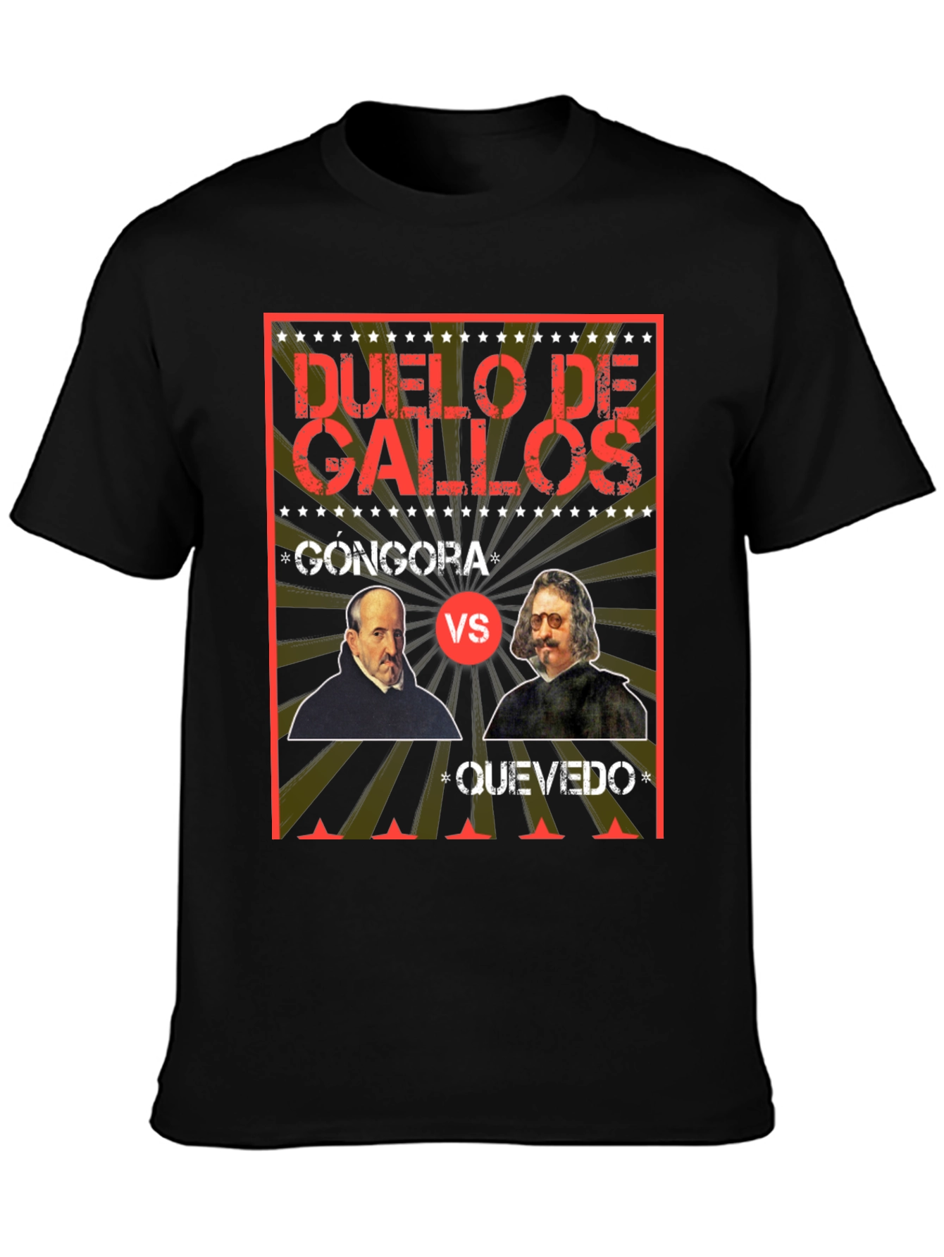 Black Duel de Gallos Gongora vs Quevedo Black T-Shirt view 3