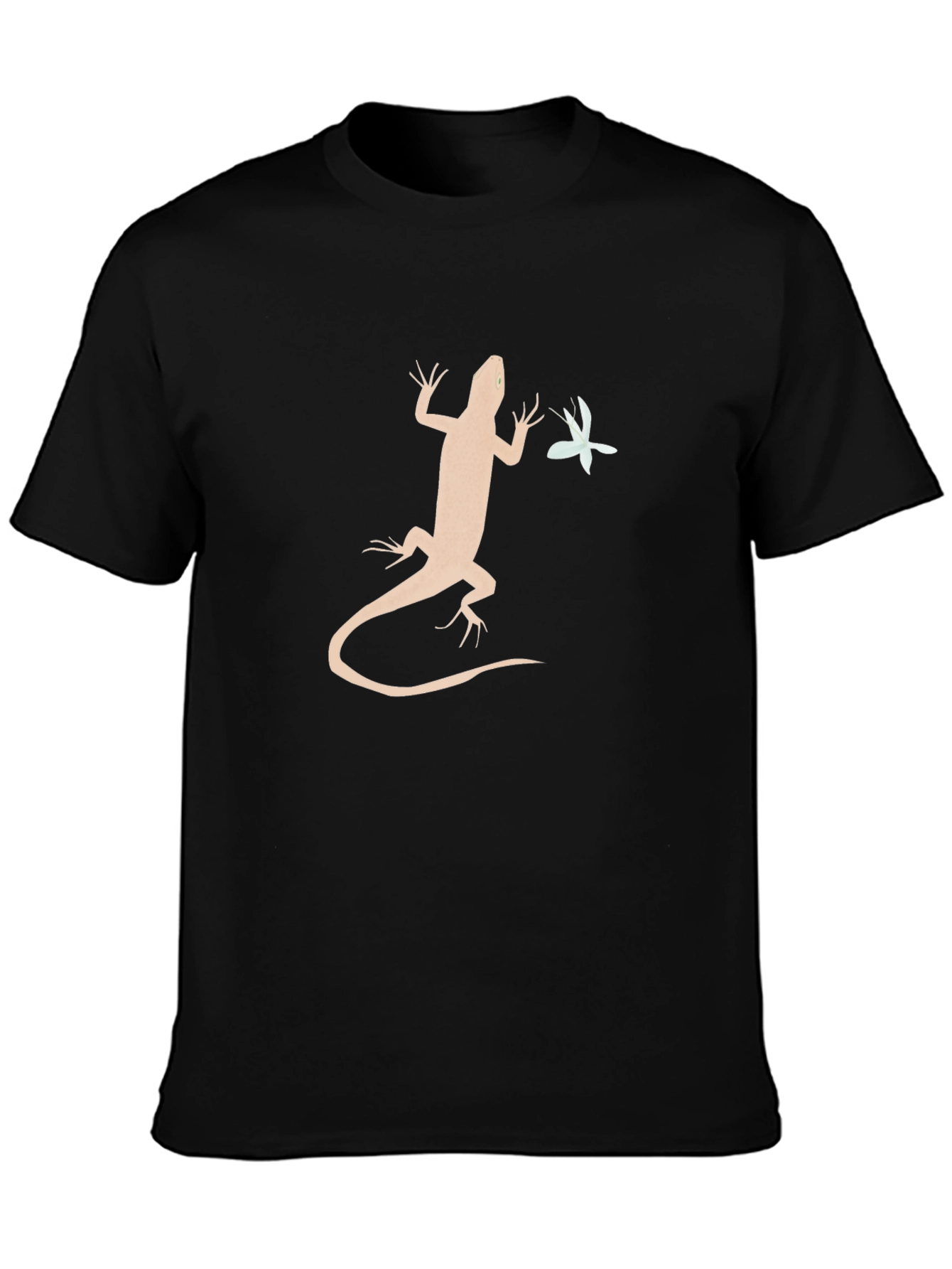 Black Lizard and Flower Graphic Tee - Cool Men's T-Shirt view 3