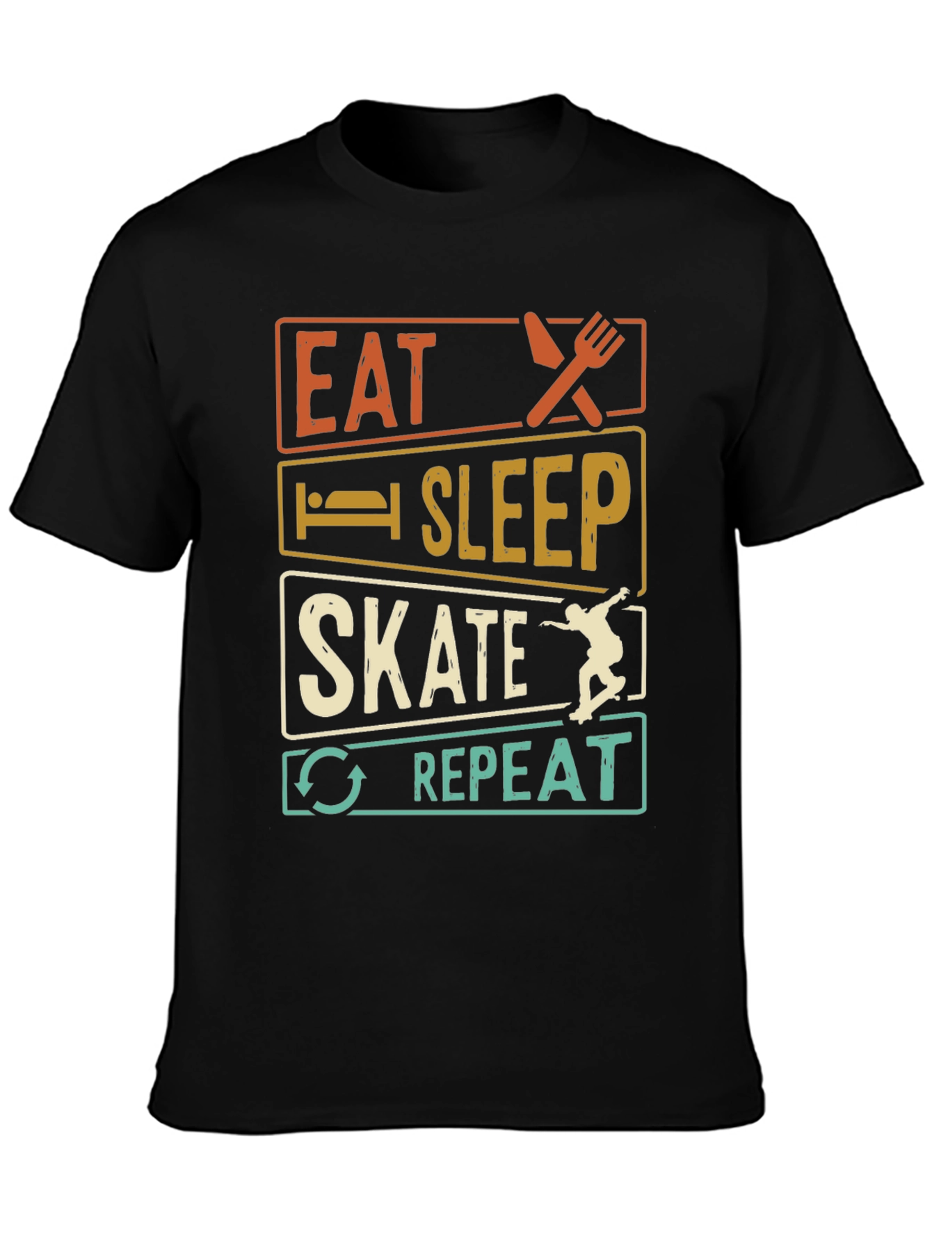 Black Eat Sleep Skate Repeat T-Shirt view 3