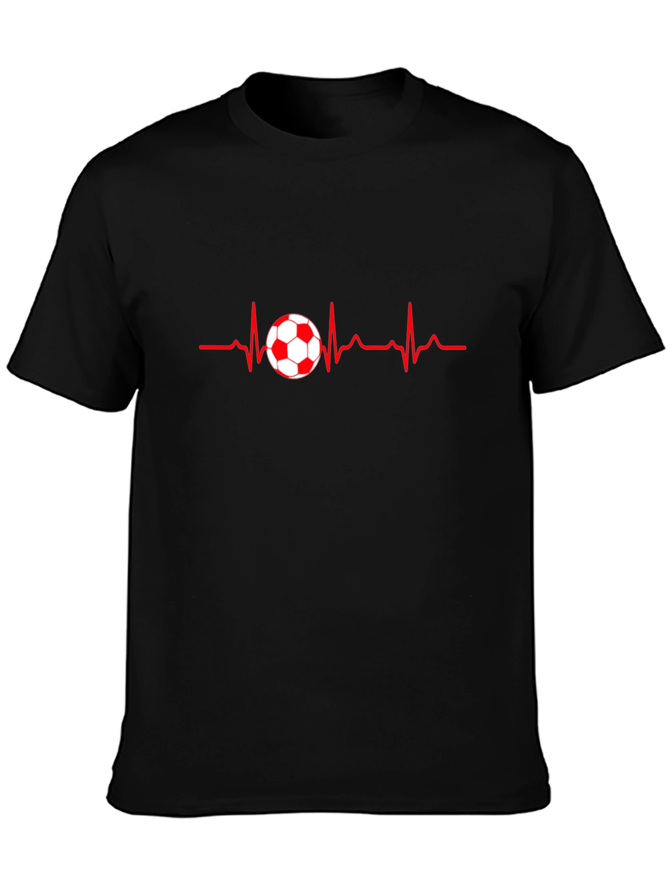 Black Soccer Heartbeat T-Shirt - Passion for the Game! view 3