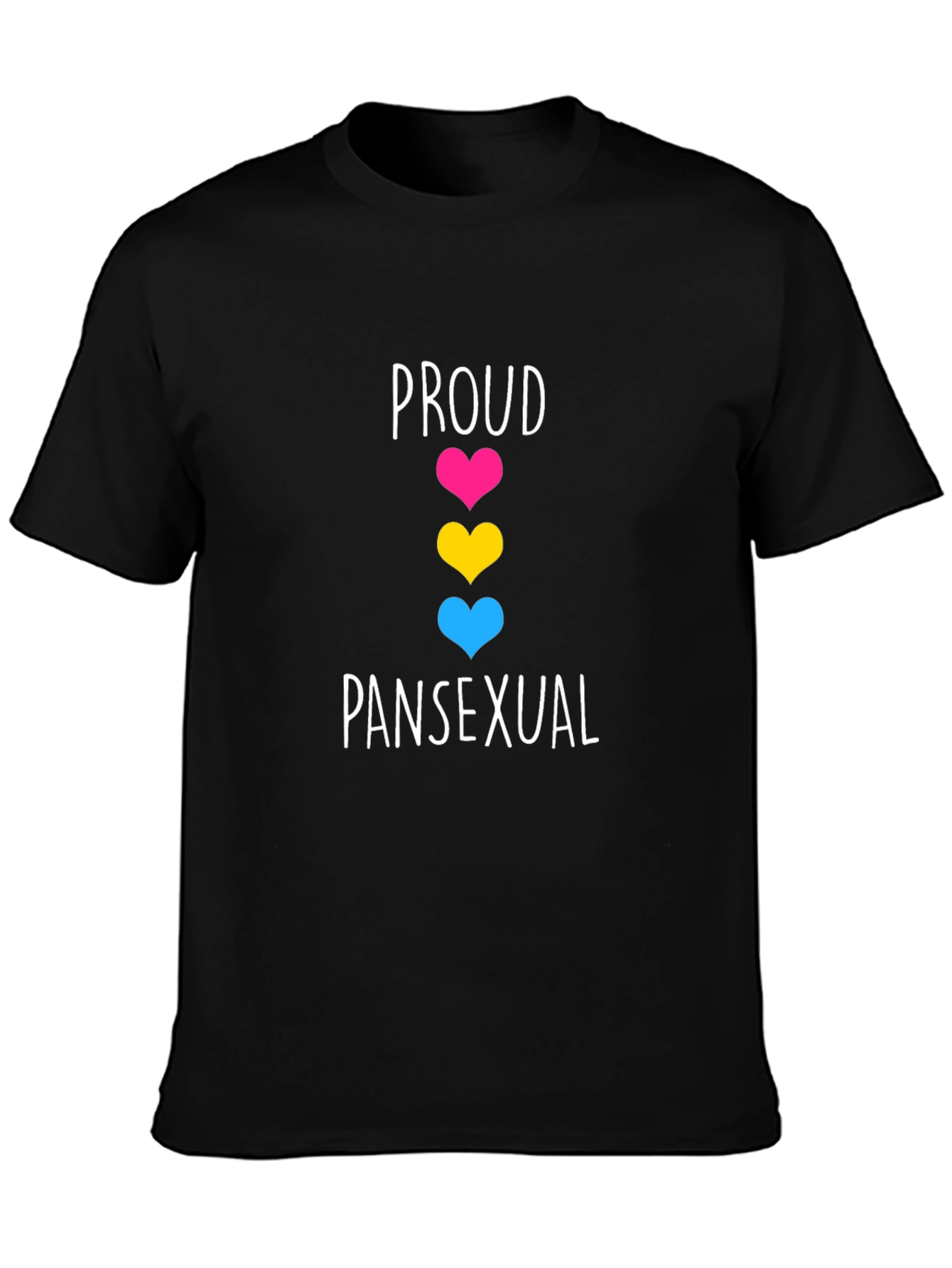 Black Proud Pansexual T-Shirt - Heart Design view 3