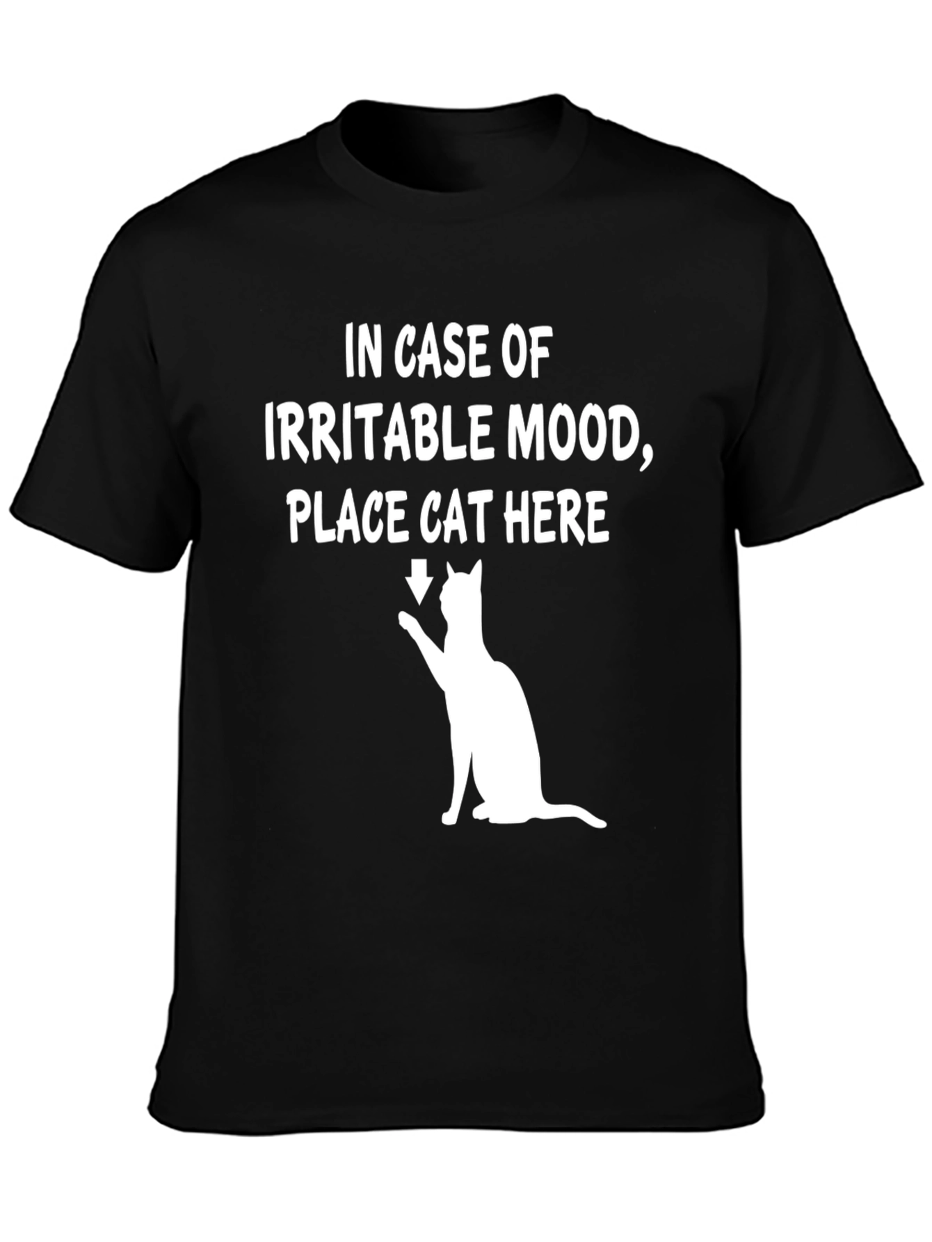 Black Irritable Mood Cat T-Shirt view 3