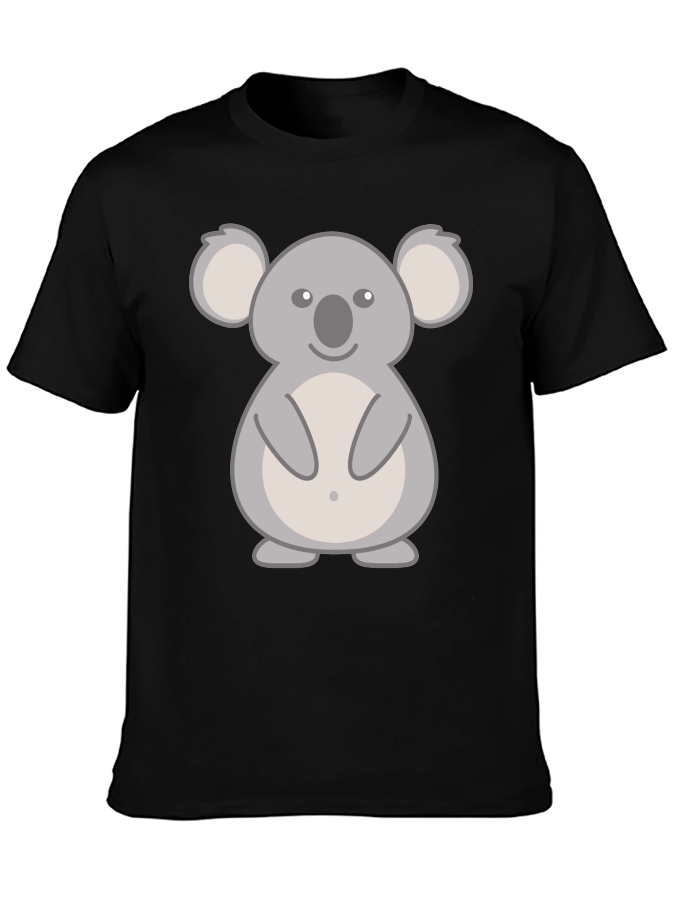 Black Cute Koala Graphic T-Shirt - Black Cotton Tee view 3