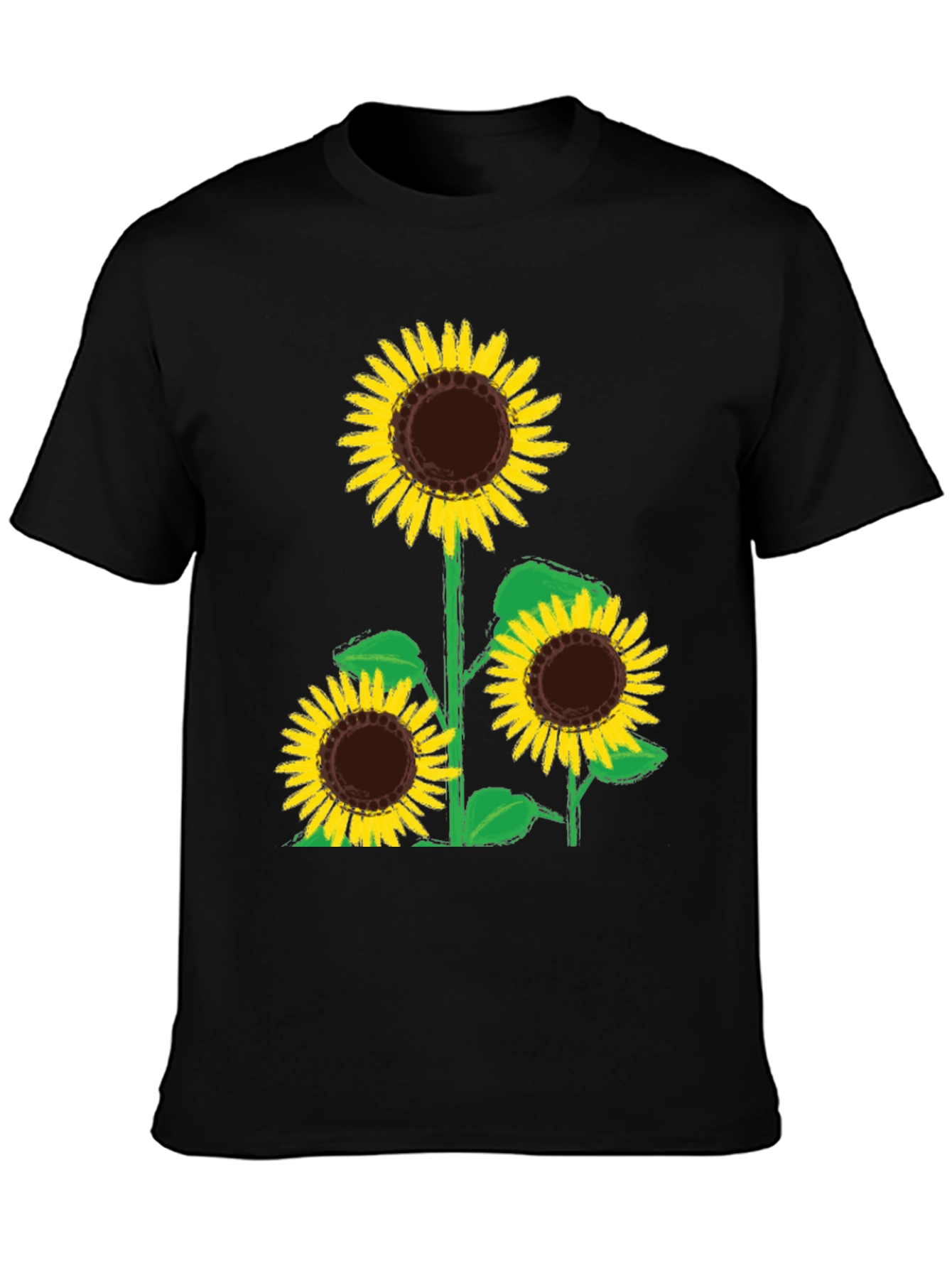 Black Sunflower Graphic Tee - Black Cotton T-Shirt view 3