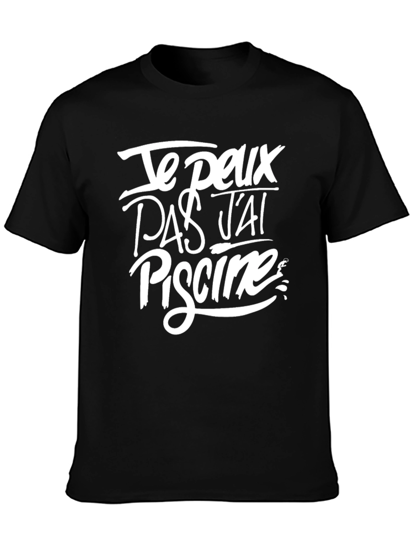 Black Je Peux Pas J'ai Piscine Graphic T-Shirt view 3