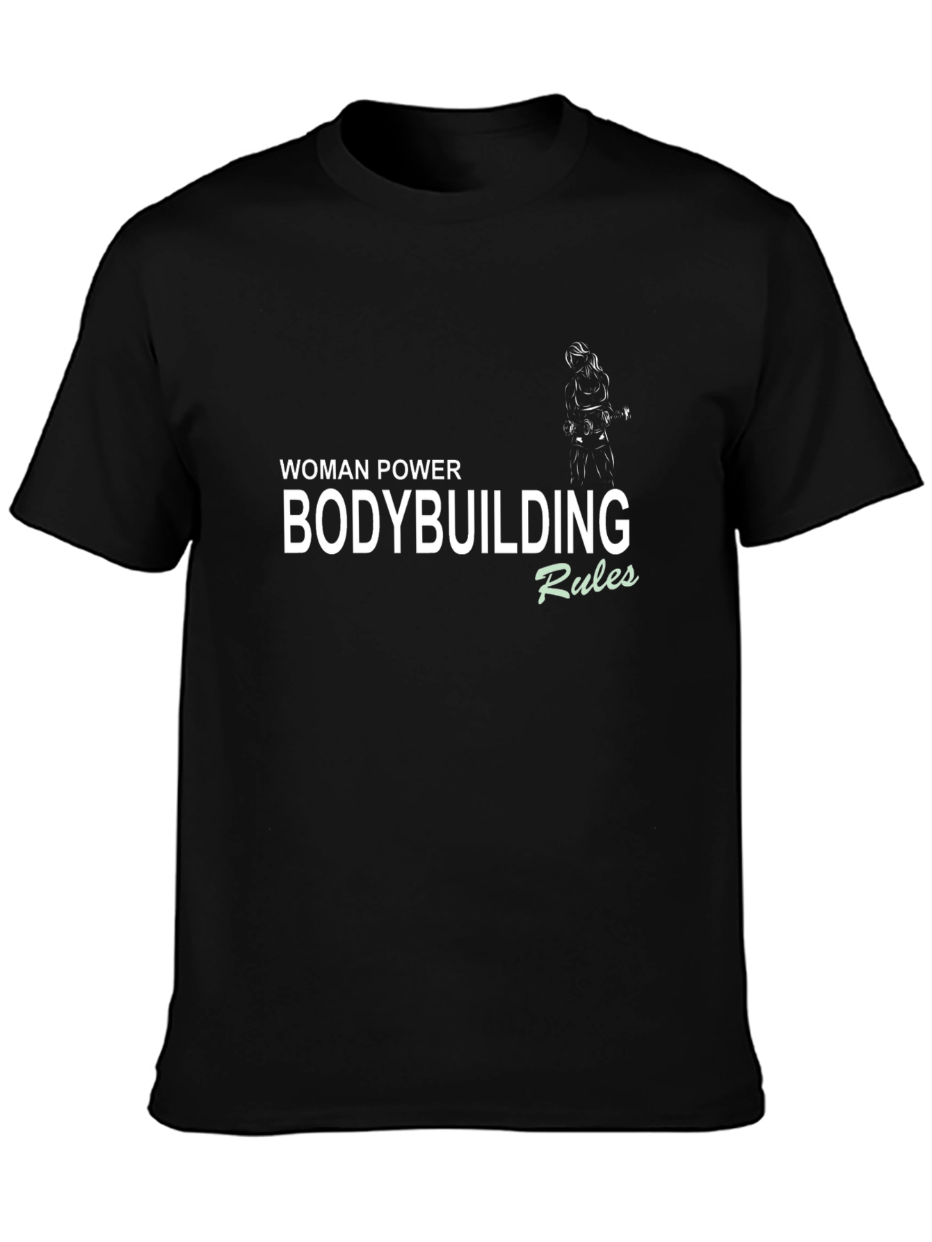 Woman Power Bodybuilding Rules Black T-Shirt - 3