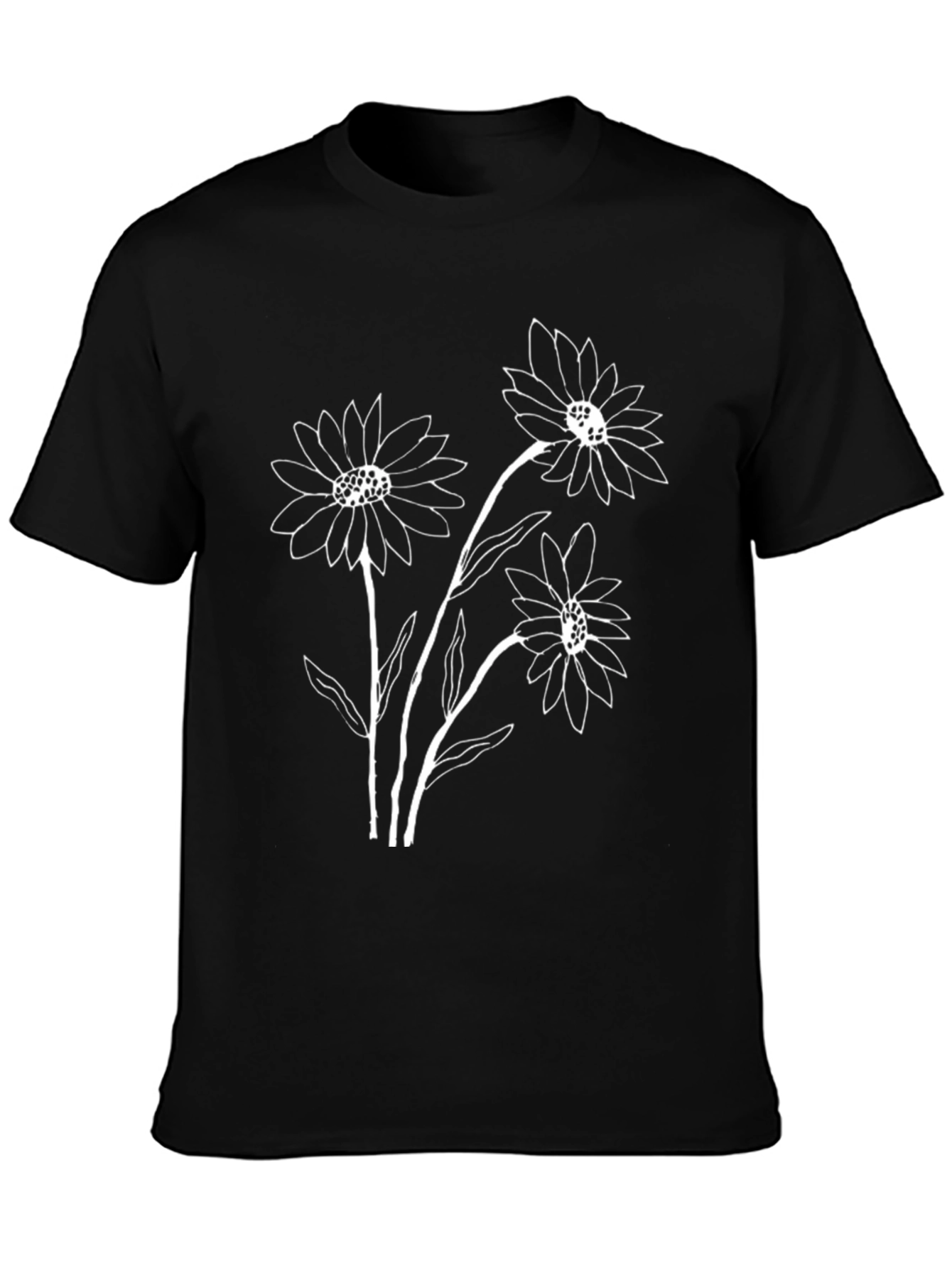 Black Black Floral Graphic Tee - Stylish Casual Wear view 3