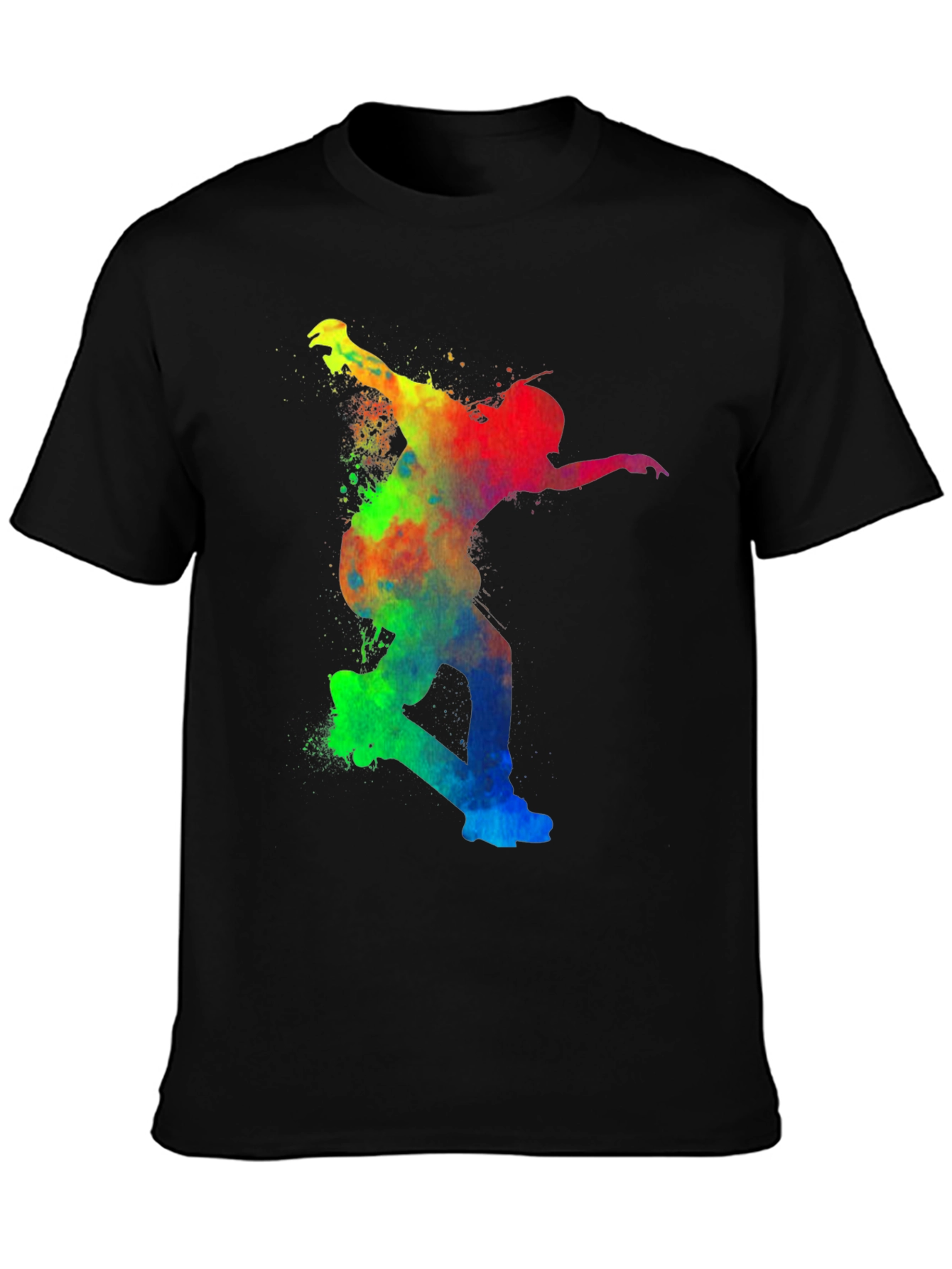 Black Colorful Skateboarder Graphic Tee - Unisex view 3