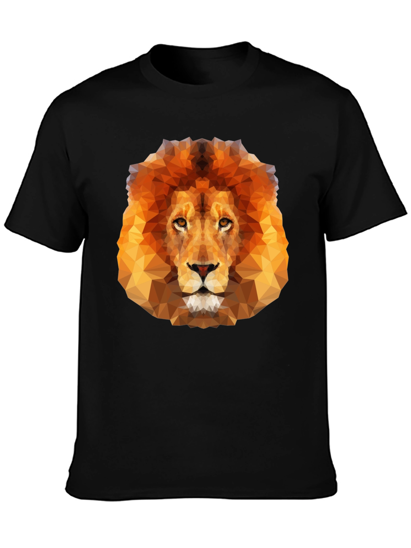Black Geometric Lion Graphic Tee - Men's Black T-Shirt view 3