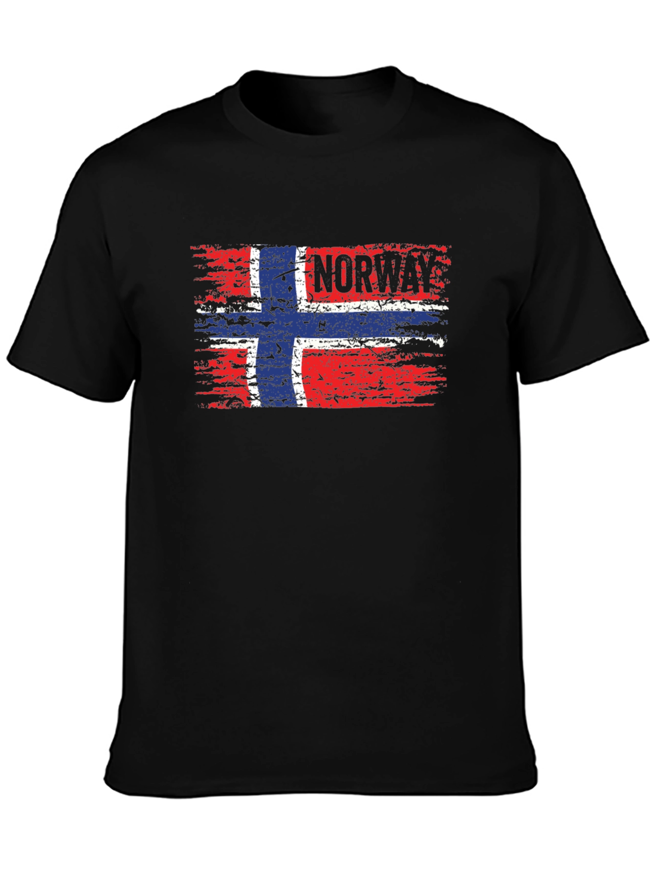 Norway Flag Distressed Black T-Shirt - 3