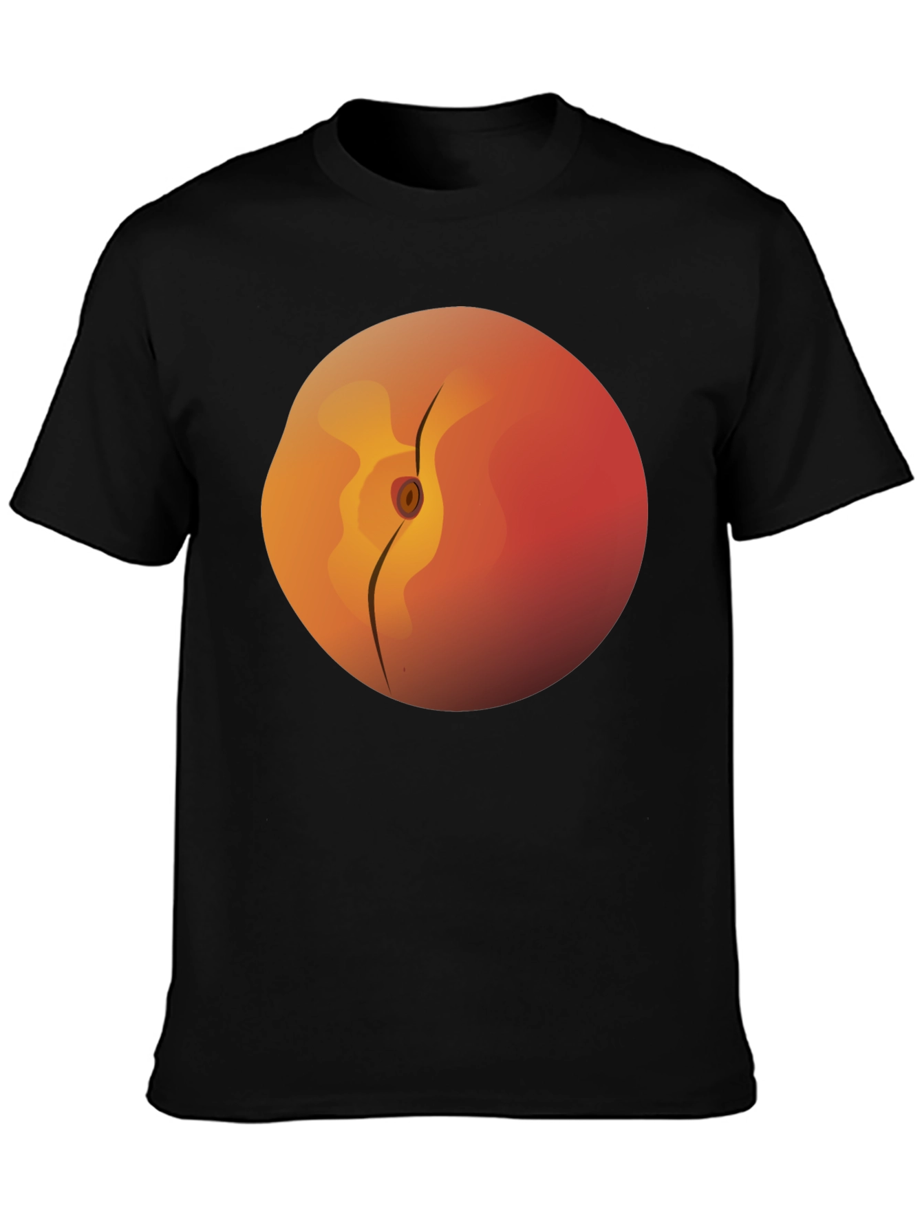 Black Peach Graphic Tee -  Soft Cotton Black T-Shirt view 3