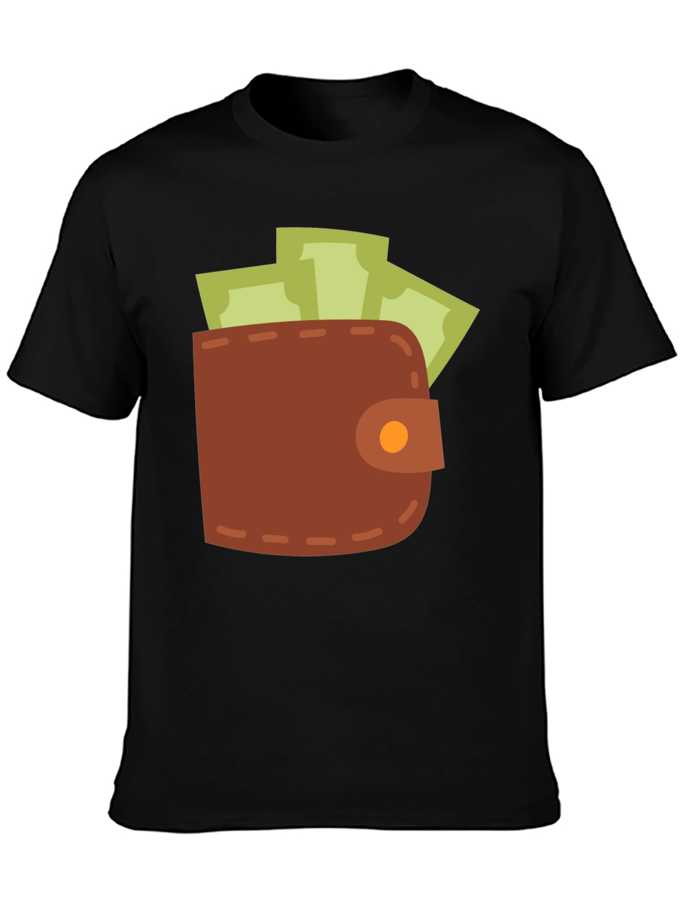Black Wallet and Cash Graphic Black T-Shirt view 3
