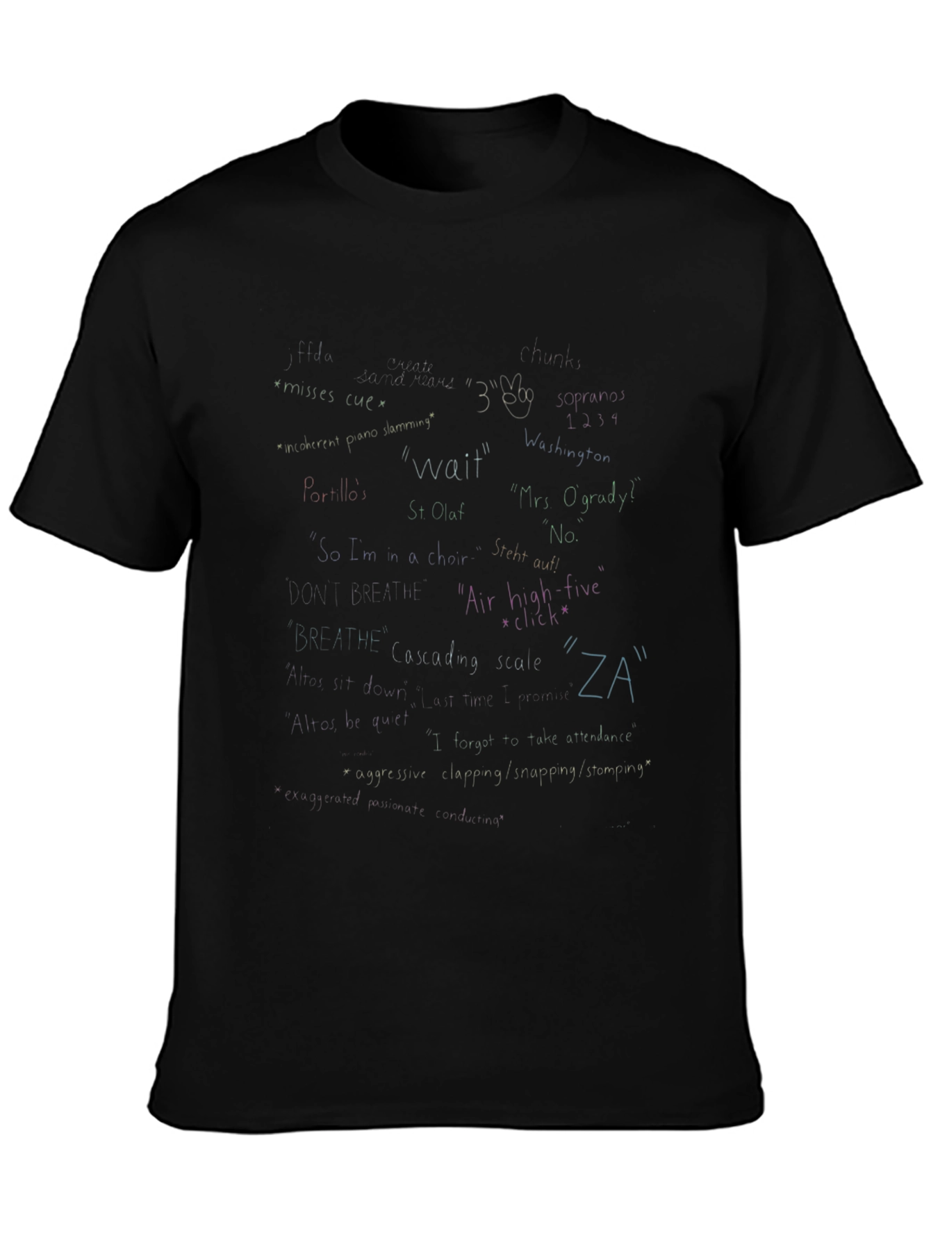Black Black T-Shirt with Handwritten Style Graphics view 3