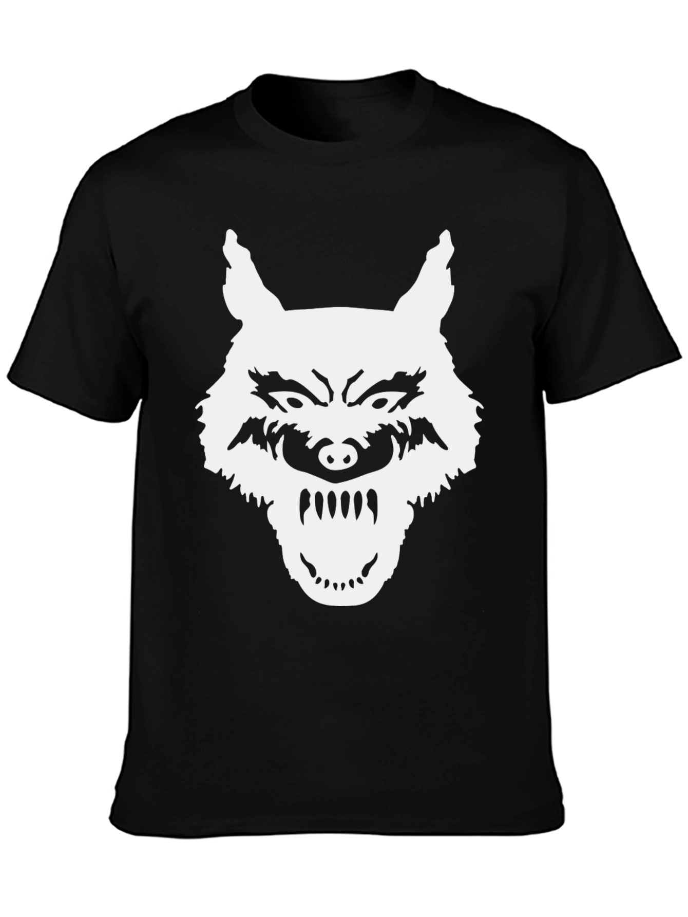 Black Wolf Graphic T-Shirt - Black, Bold Design view 3