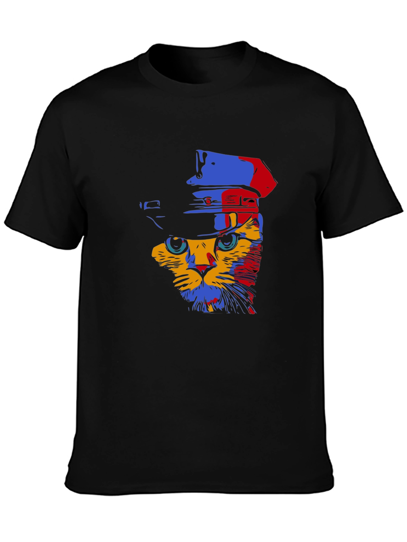 Black Cat Detective T-Shirt - Colorful Cat Design view 3
