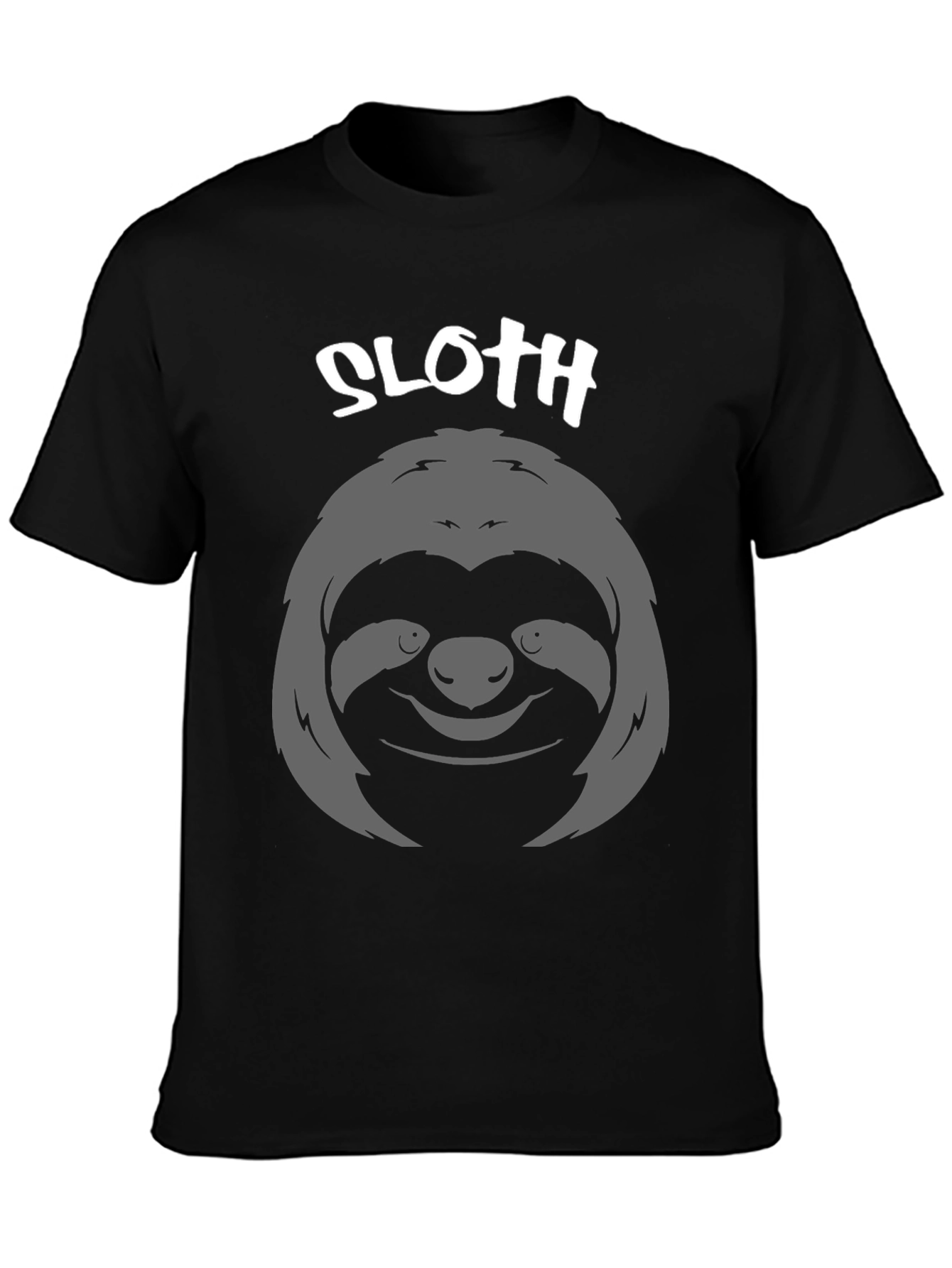 Black Sloth Graphic Print T-Shirt - Casual Tee view 3