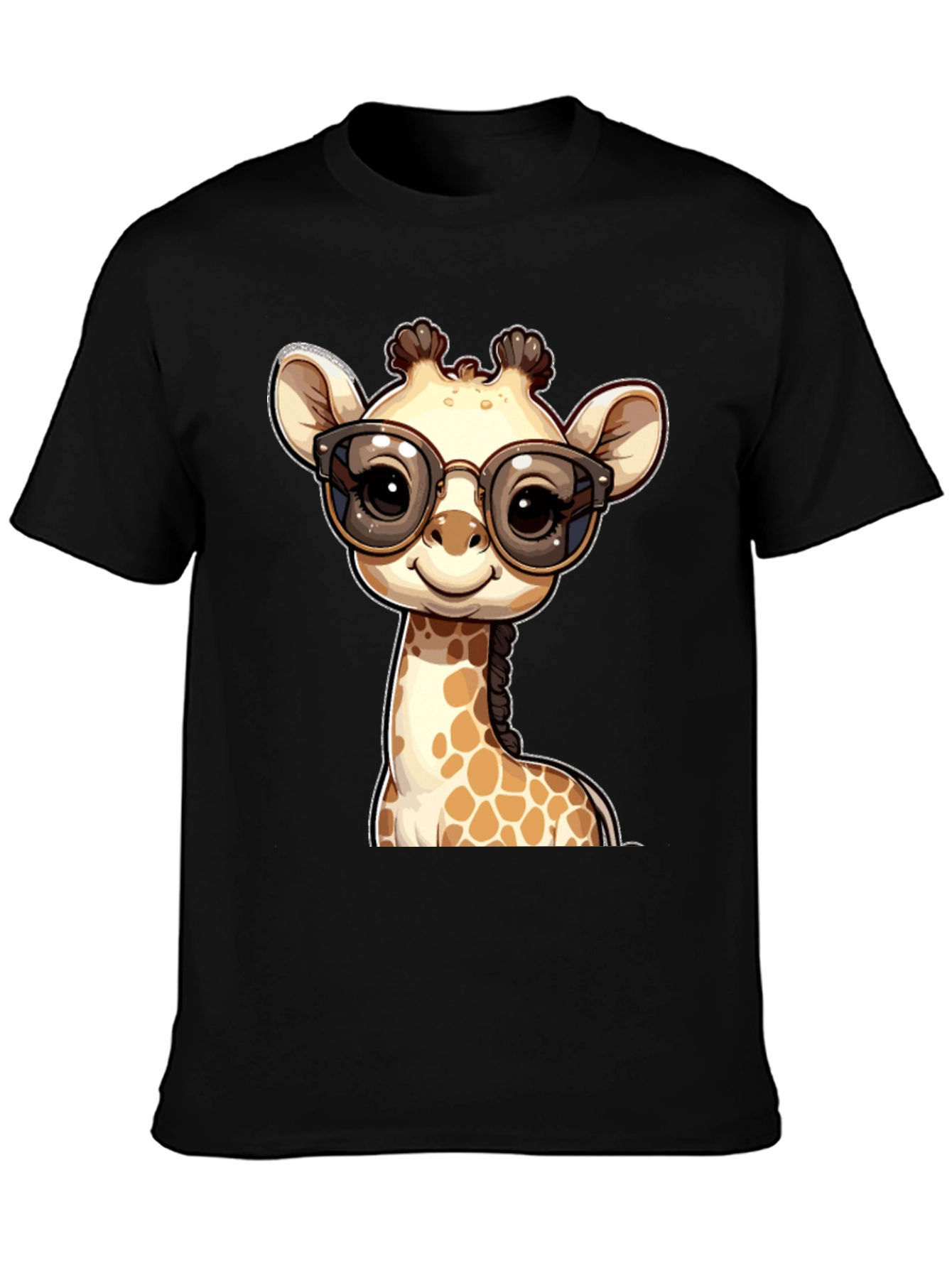 Black Giraffe with Glasses Graphic Tee view 3