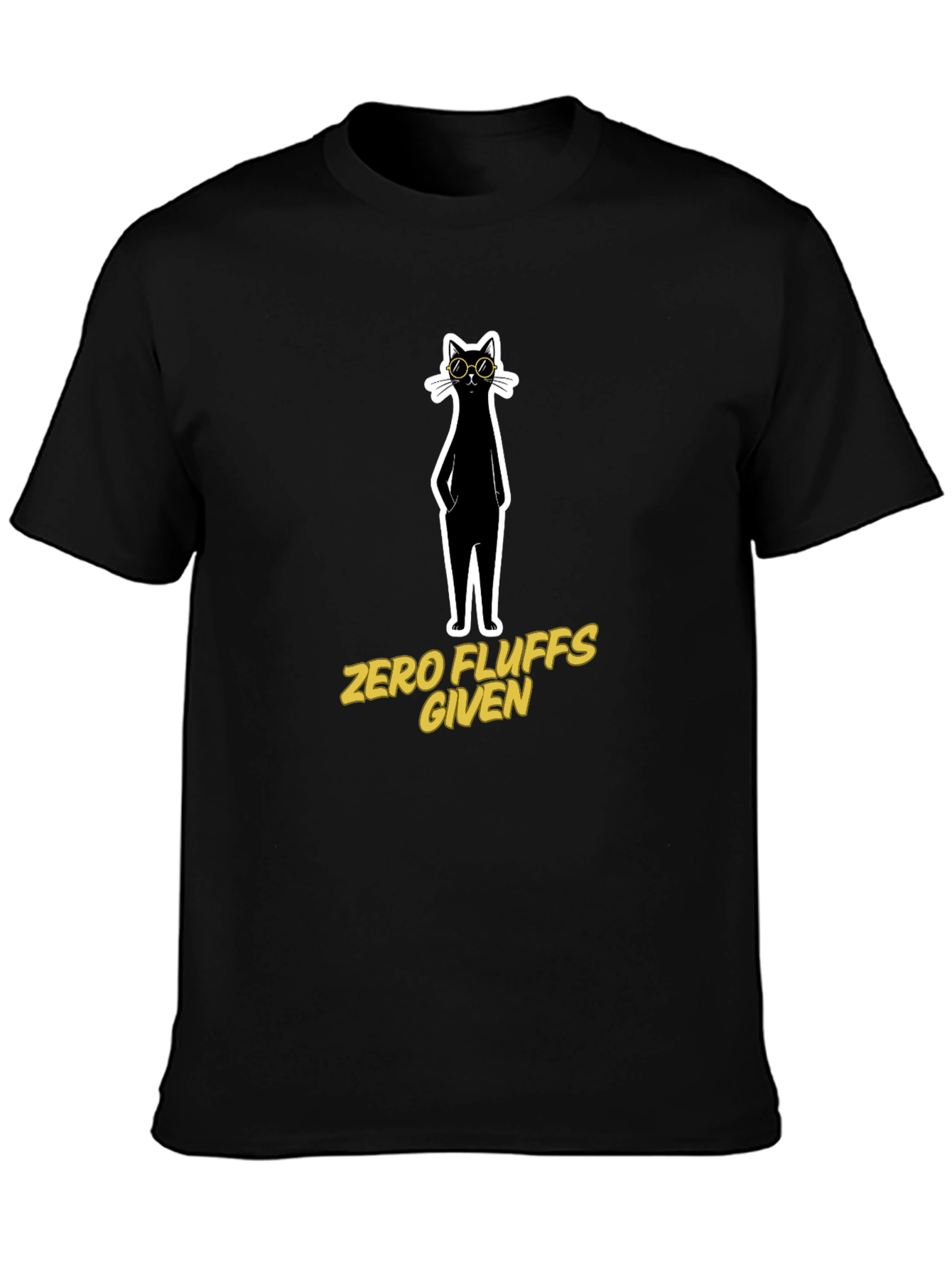 Black Zero Fluffs Given Cat T-Shirt view 3
