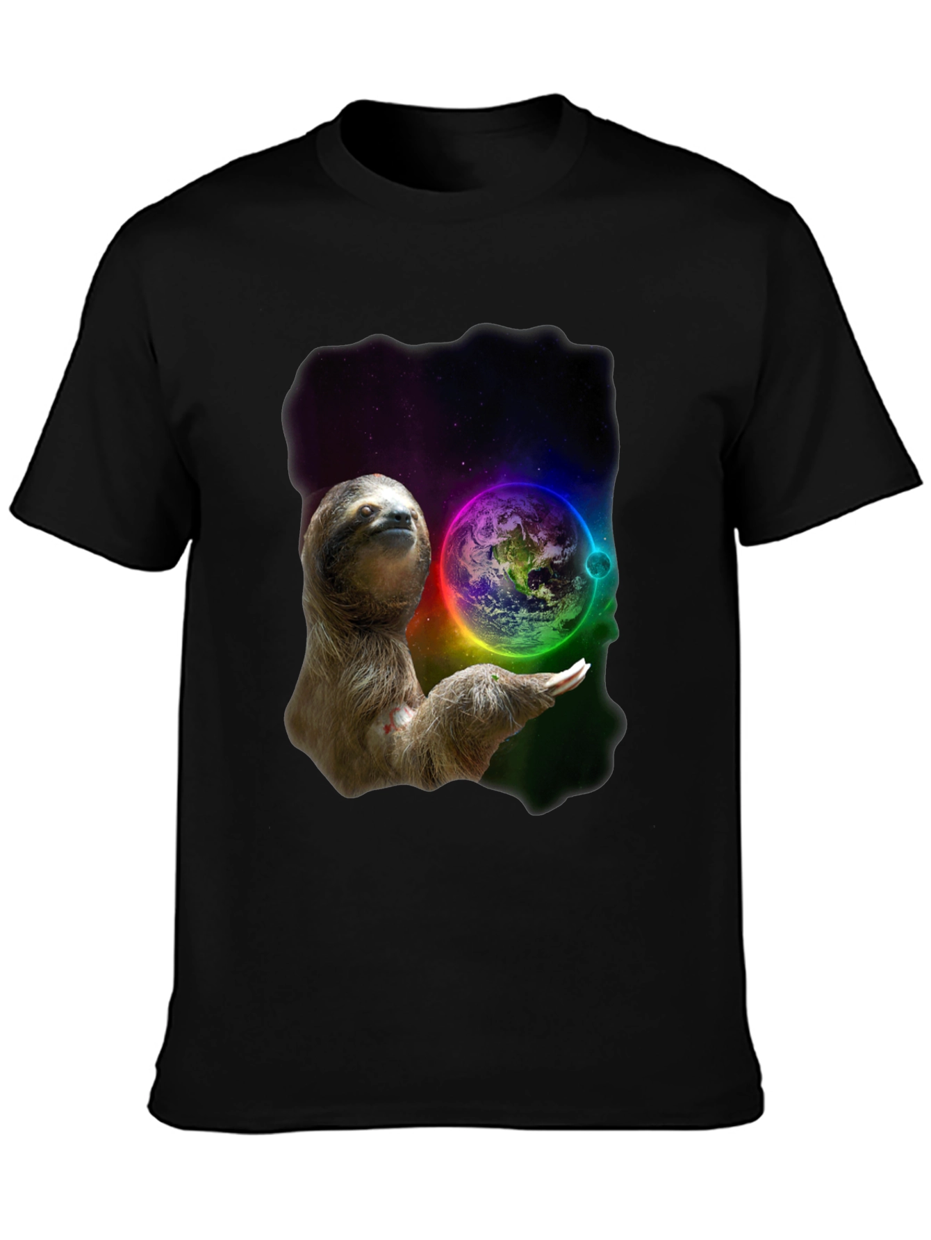 Black Cosmic Sloth T-Shirt -  Planet Protector Design view 3
