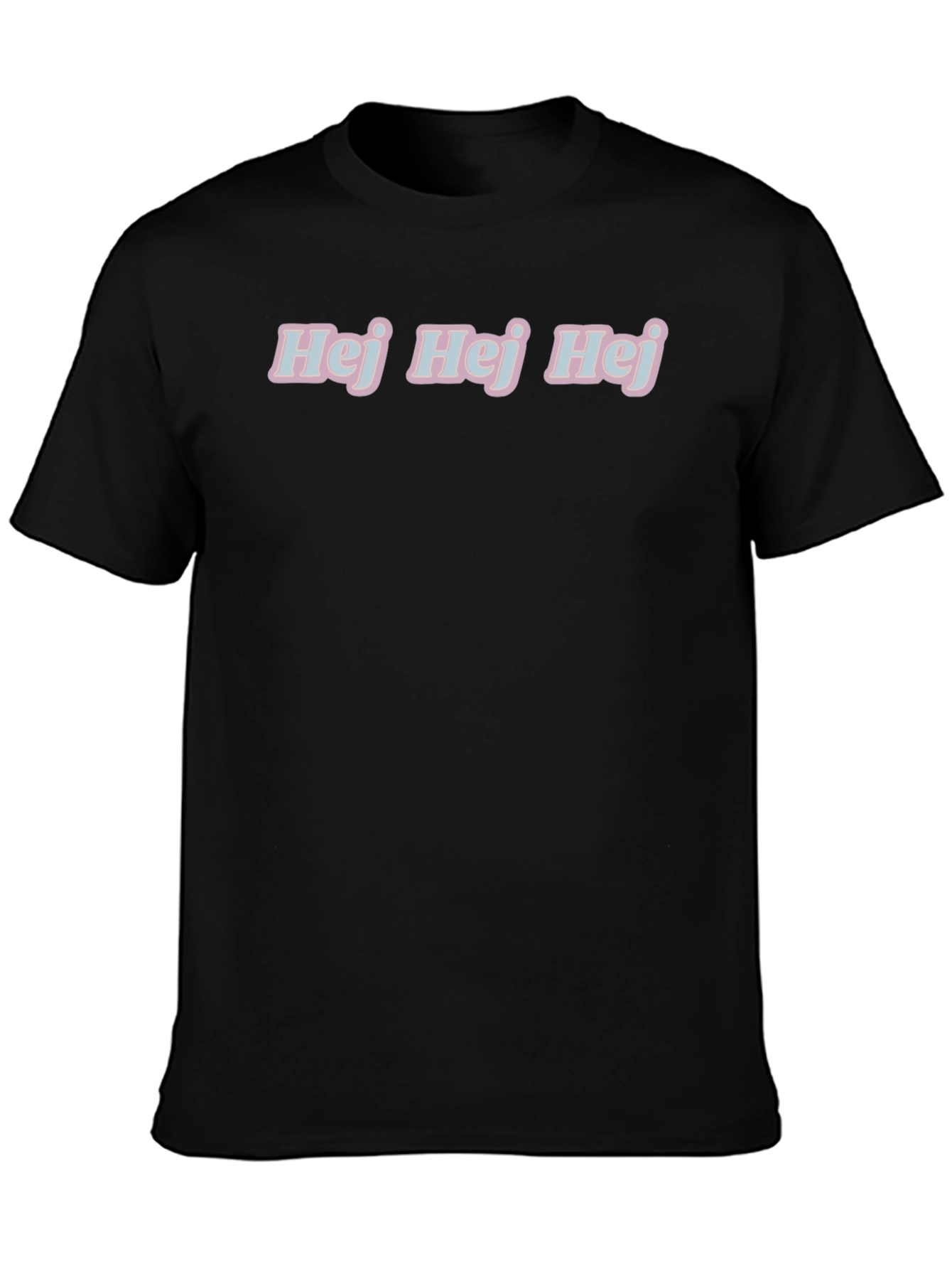 Black Hej Hej Hej T-Shirt - Casual Black Tee view 3
